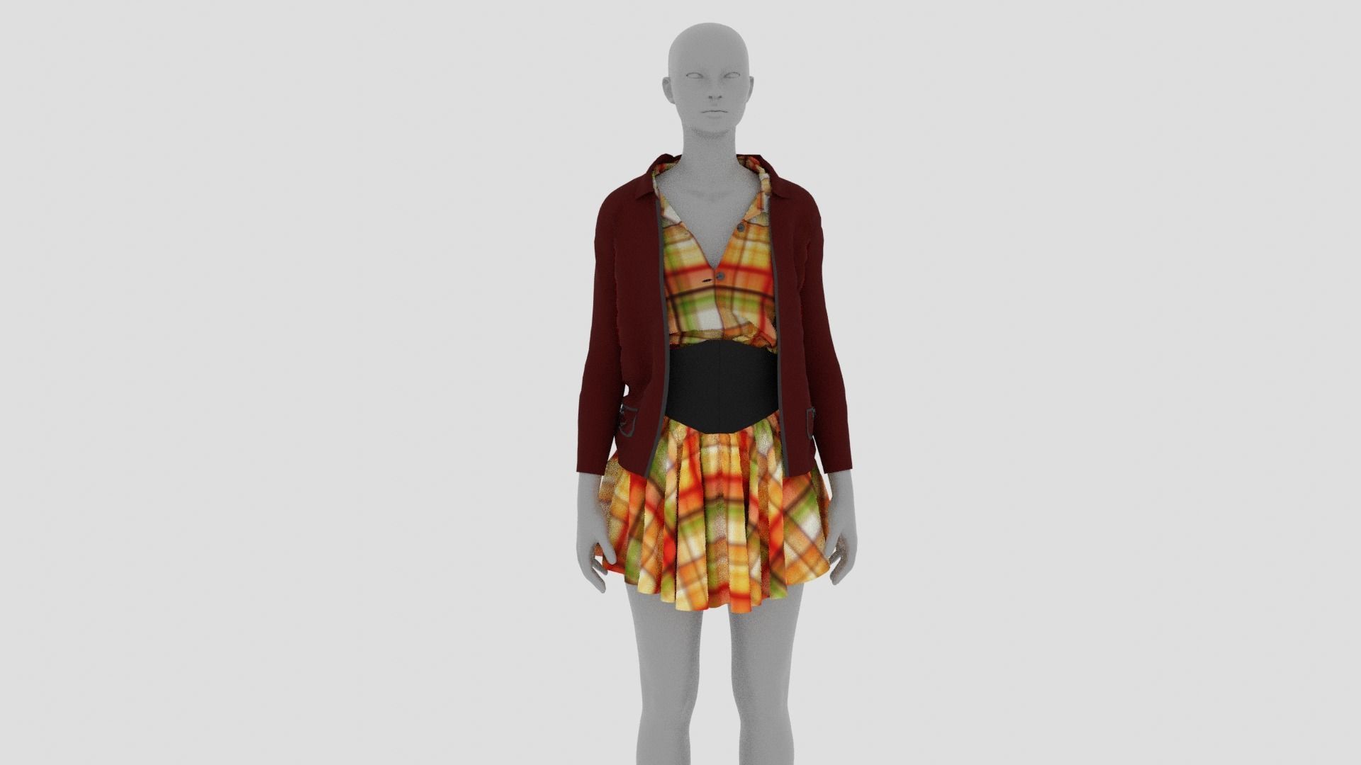 Womens Dress - Female Outfit Clothes Low-poly 3D model_16