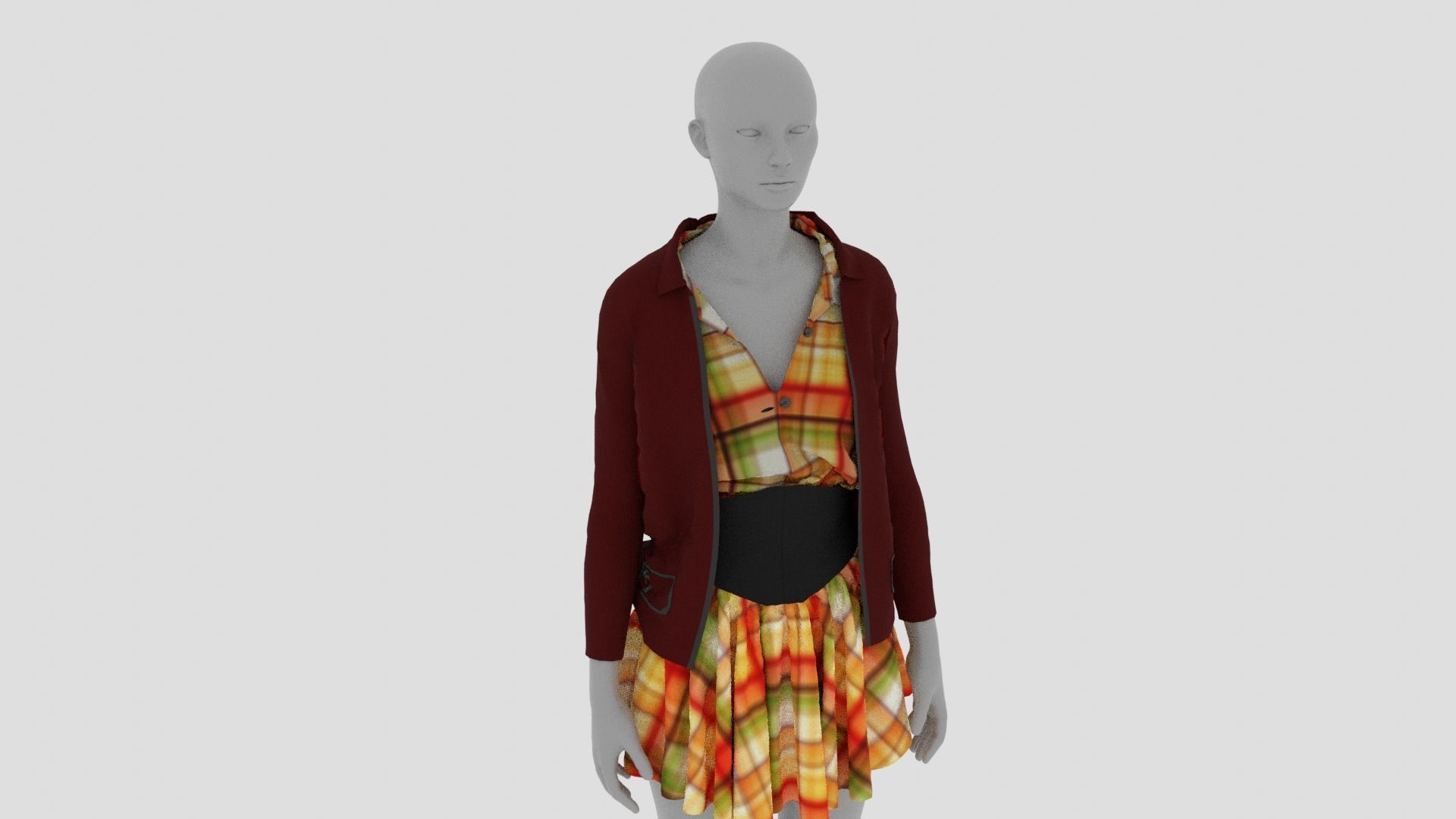 Womens Dress - Female Outfit Clothes Low-poly 3D model_12