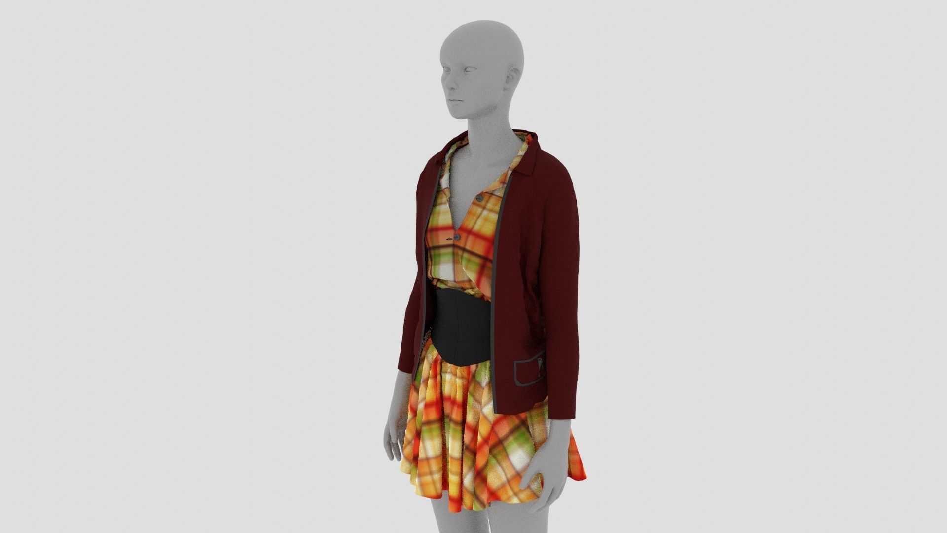 Womens Dress - Female Outfit Clothes Low-poly 3D model_14
