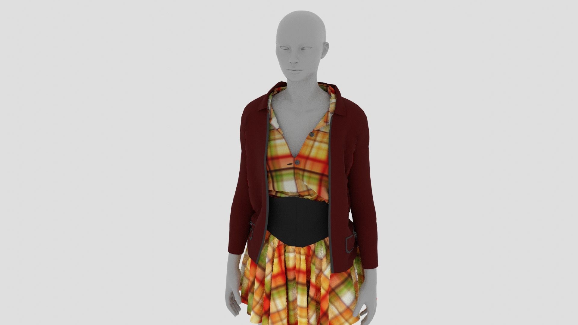 Womens Dress - Female Outfit Clothes Low-poly 3D model_13