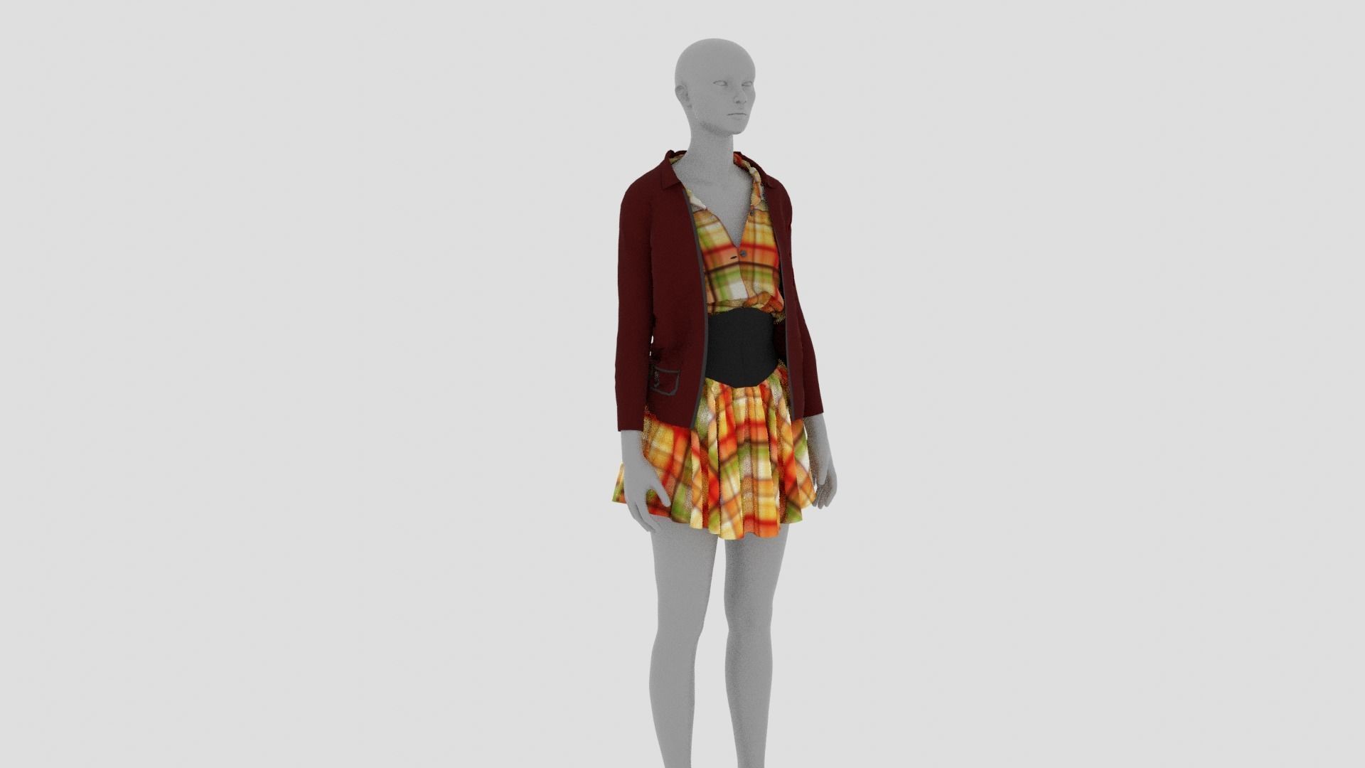 Womens Dress - Female Outfit Clothes Low-poly 3D model_1