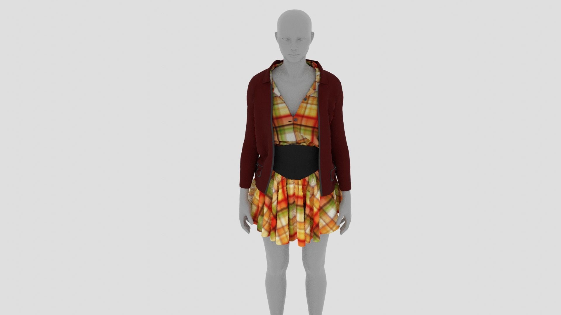 Womens Dress - Female Outfit Clothes Low-poly 3D model_4