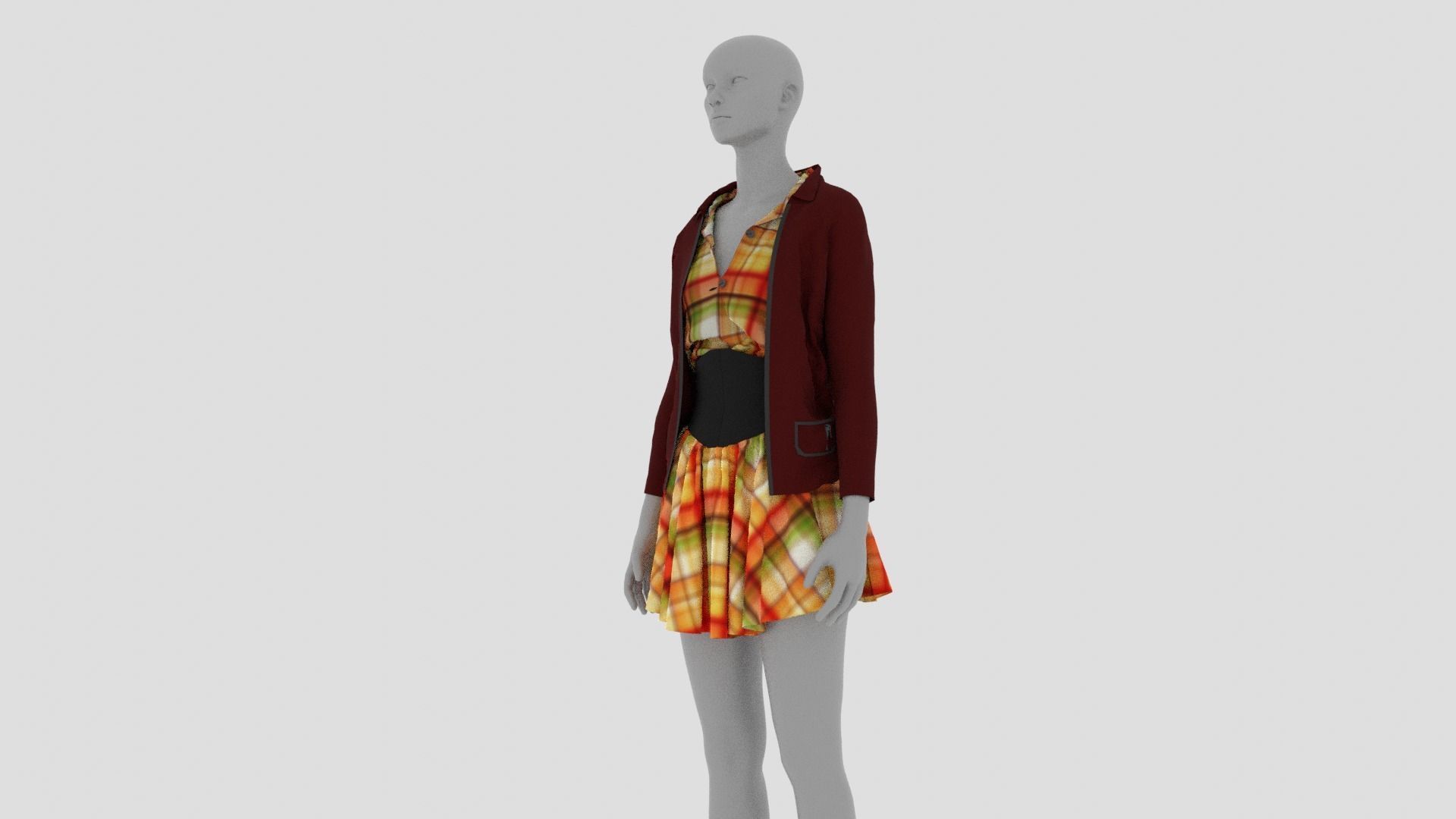 Womens Dress - Female Outfit Clothes Low-poly 3D model_8