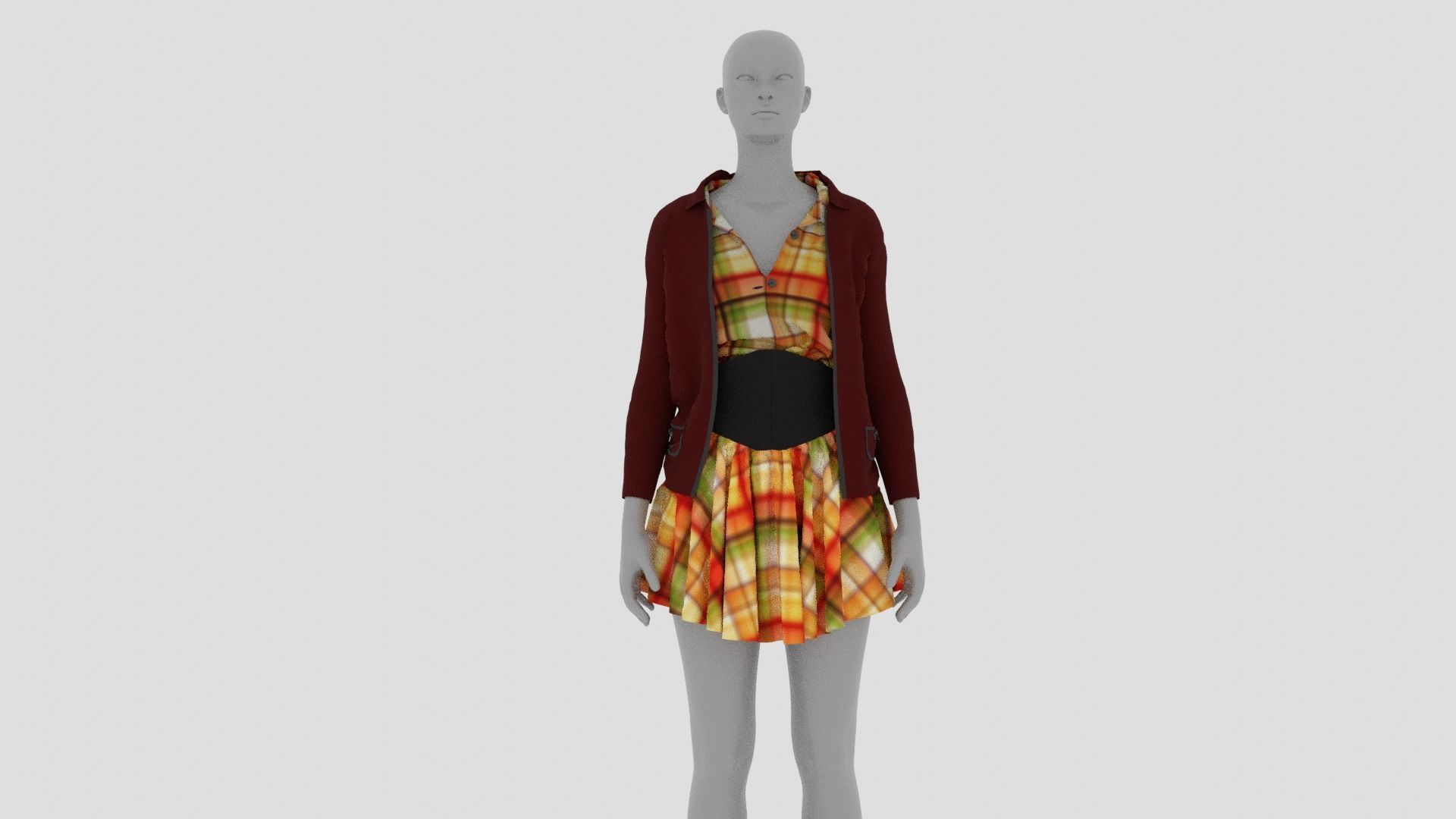Womens Dress - Female Outfit Clothes Low-poly 3D model_7