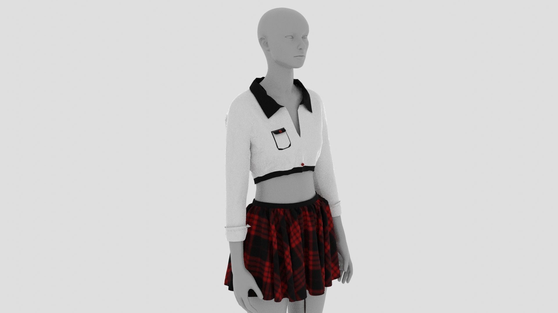 Womens Dress - Female Outfit Clothes Low-poly 3D model_9
