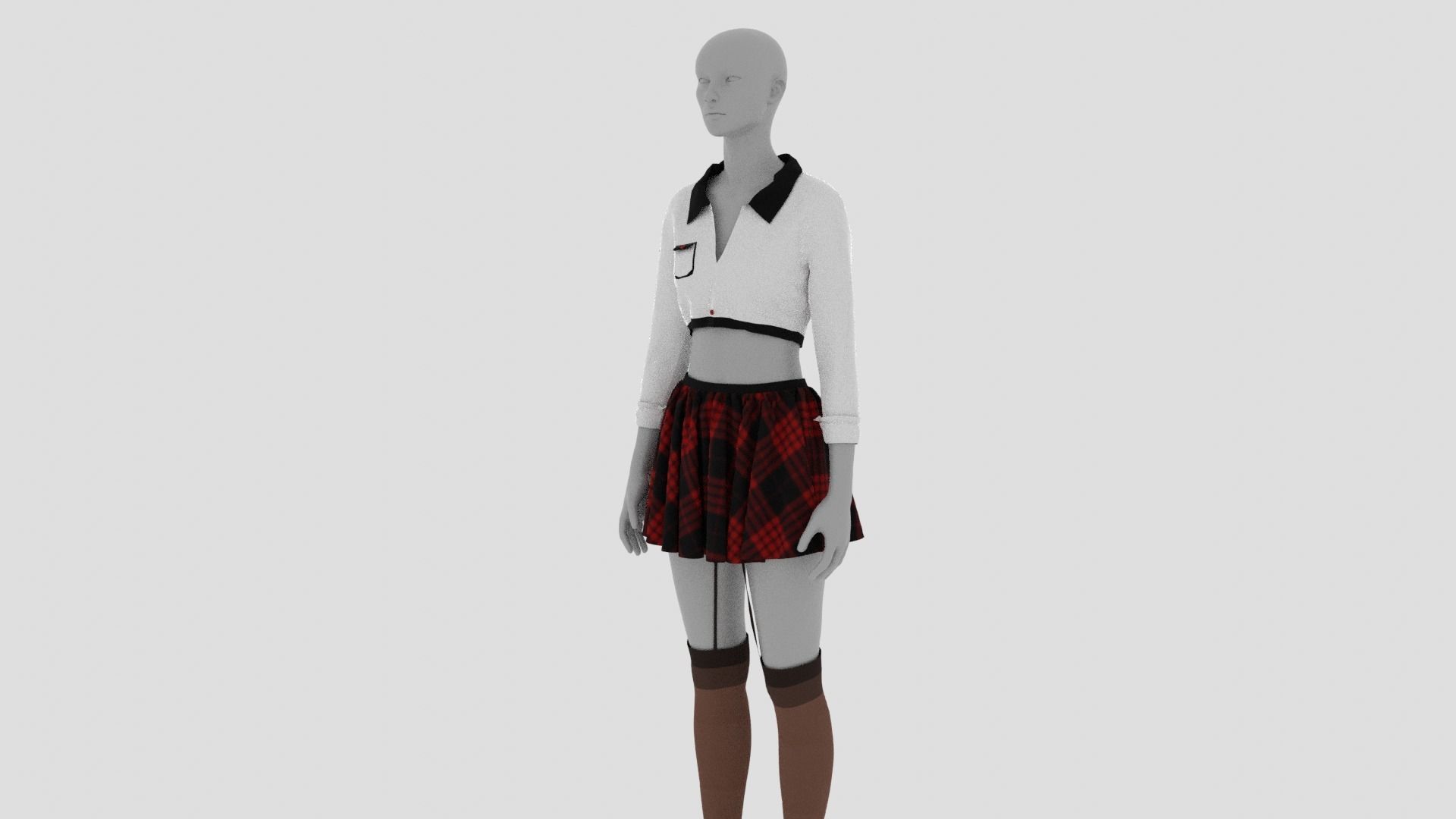Womens Dress - Female Outfit Clothes Low-poly 3D model_2