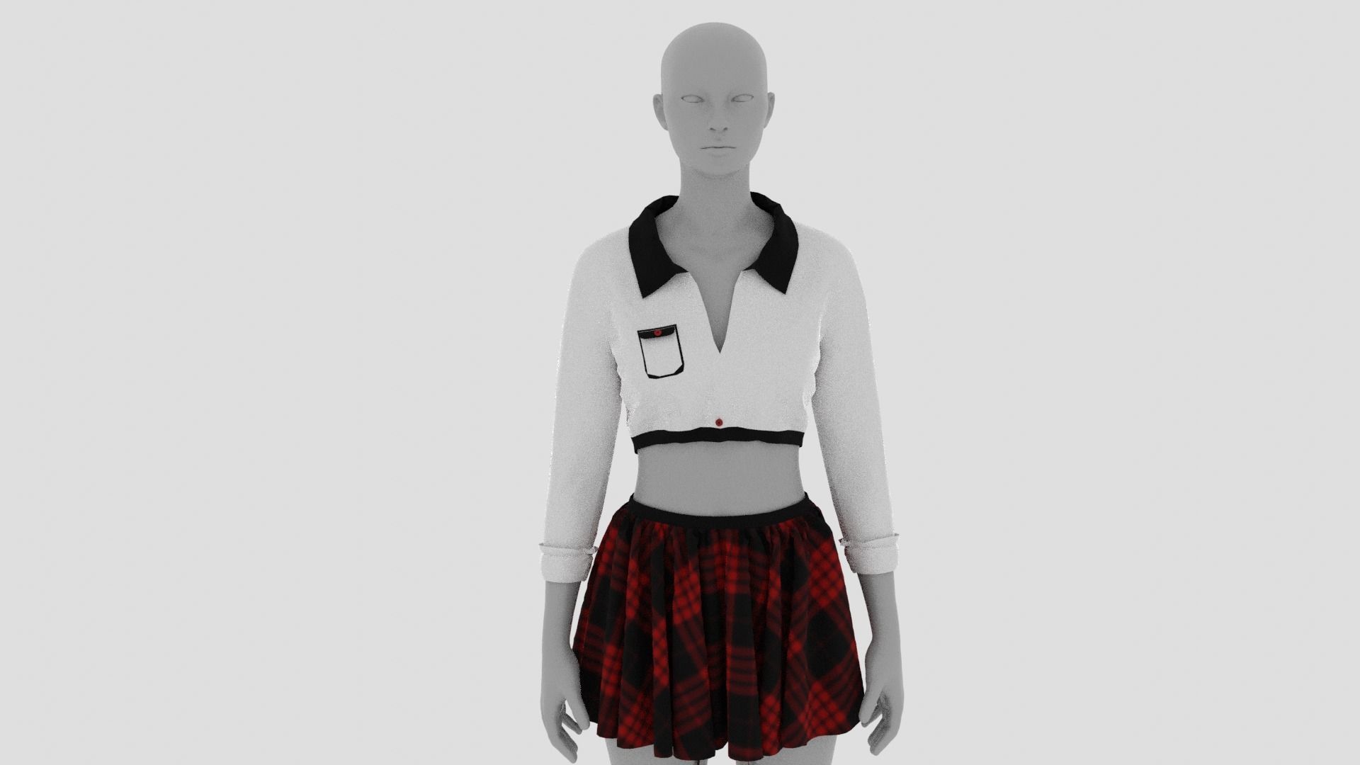 Womens Dress - Female Outfit Clothes Low-poly 3D model_10