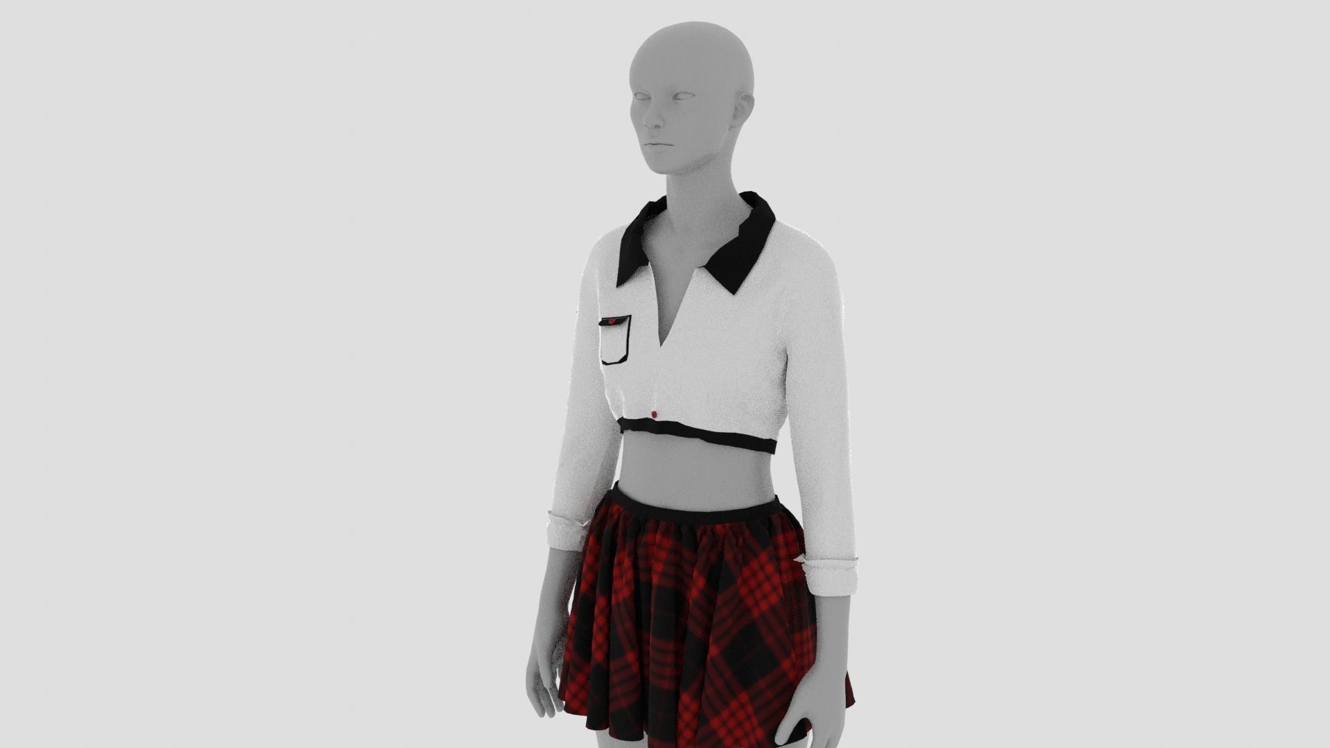 Womens Dress - Female Outfit Clothes Low-poly 3D model_11