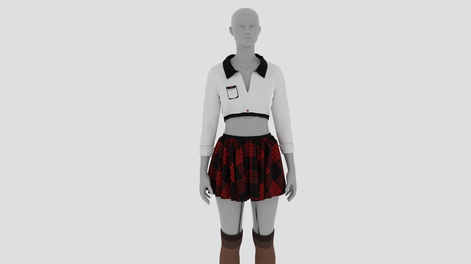 Womens Dress - Female Outfit Clothes Low-poly 3D model_16