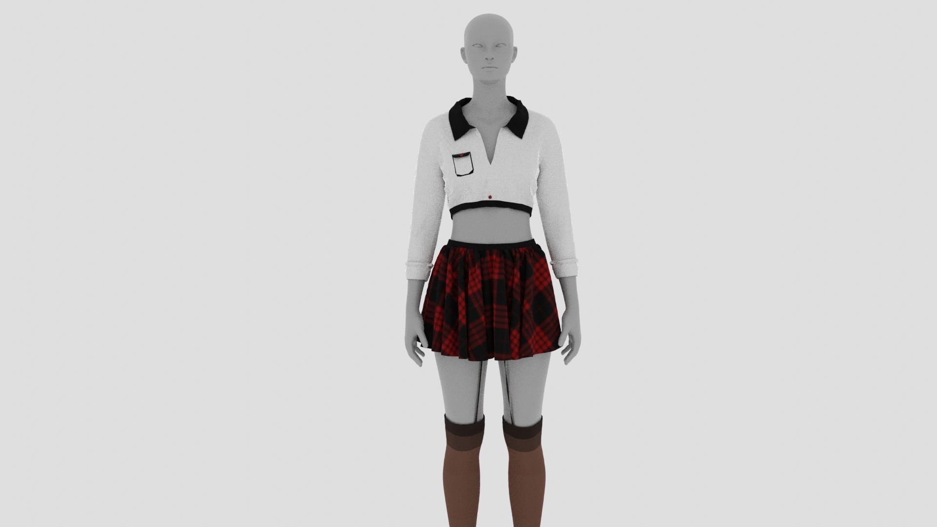 Womens Dress - Female Outfit Clothes Low-poly 3D model_1