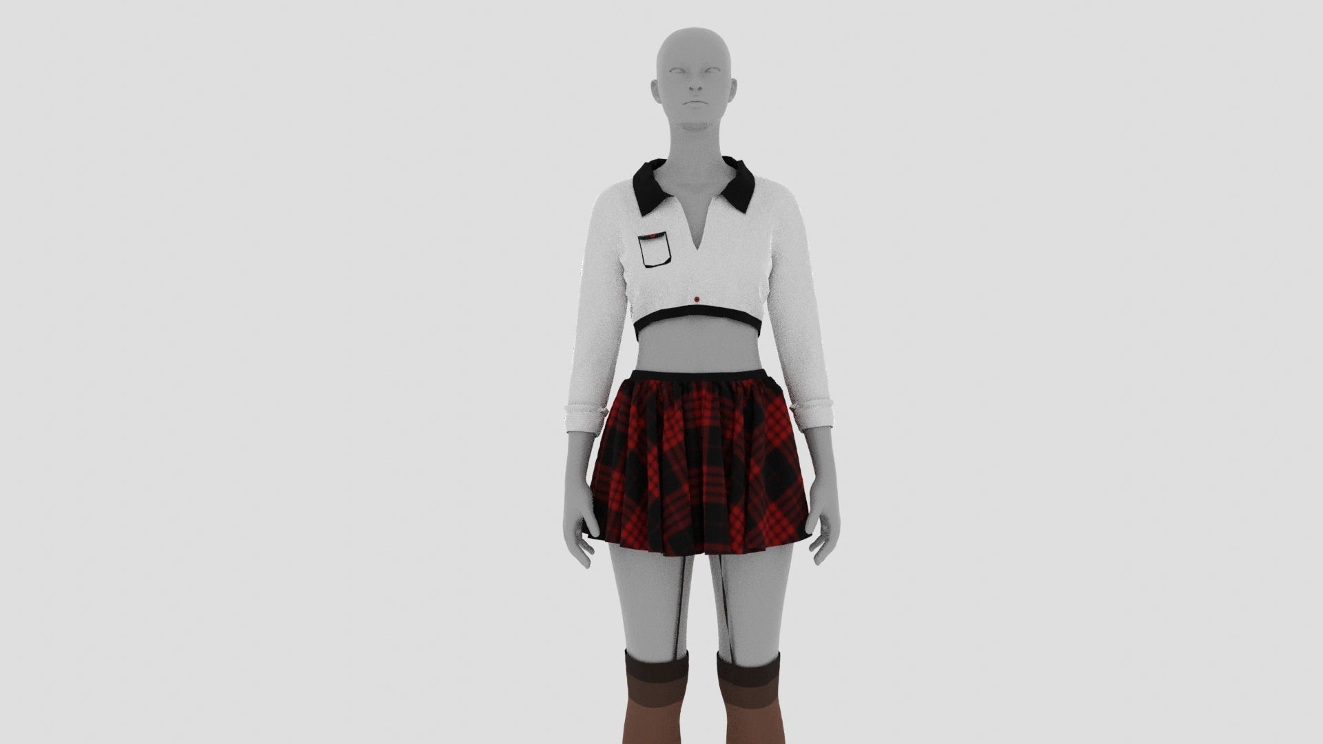 Womens Dress - Female Outfit Clothes Low-poly 3D model_7