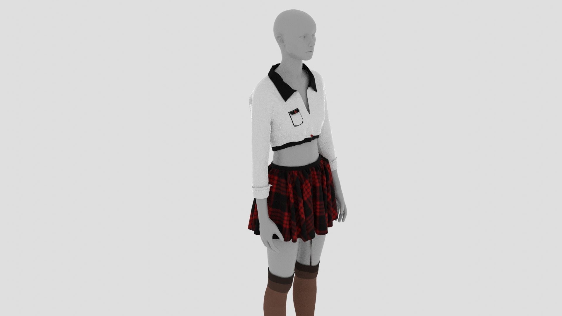 Womens Dress - Female Outfit Clothes Low-poly 3D model_3