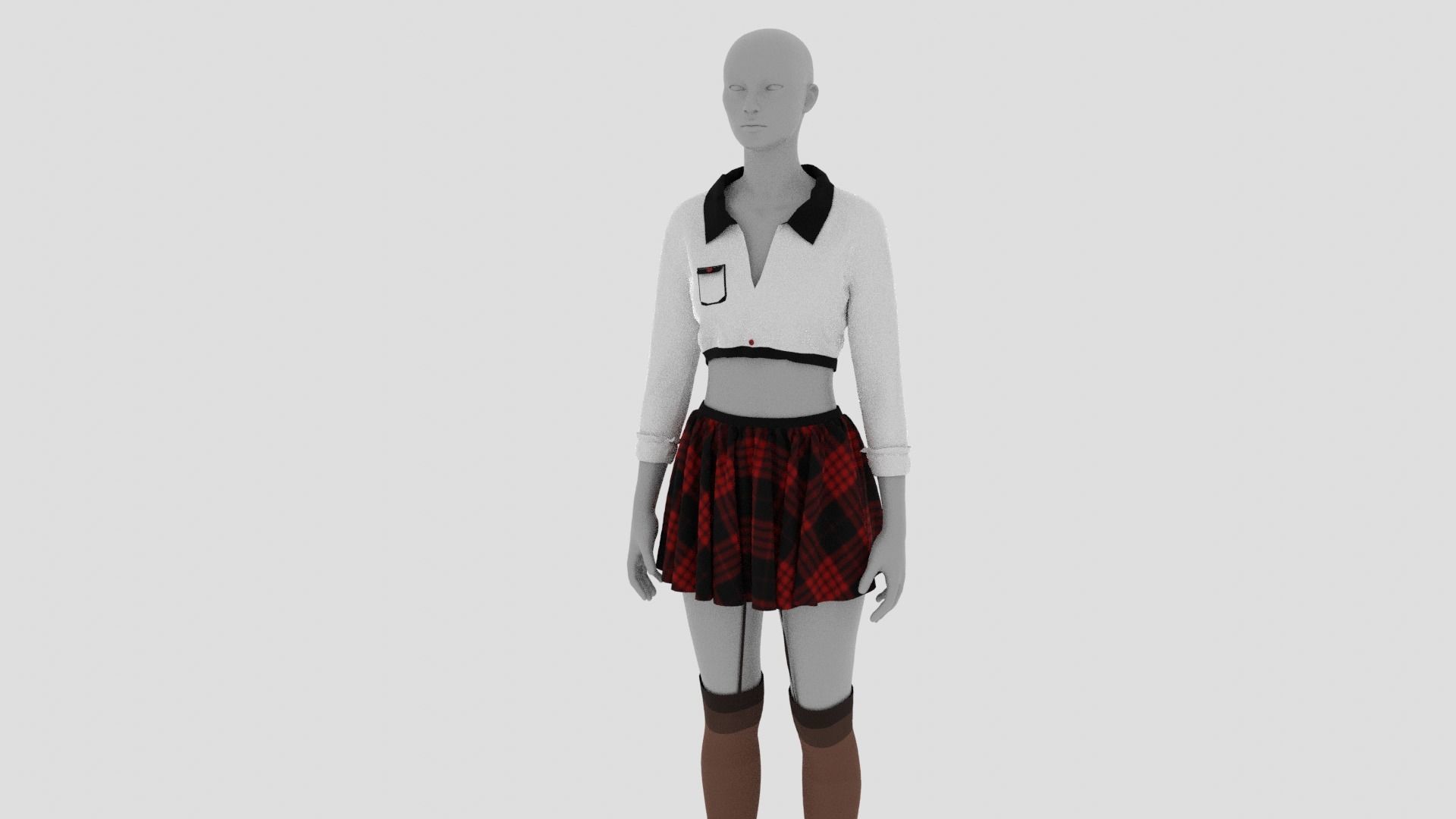 Womens Dress - Female Outfit Clothes Low-poly 3D model_15