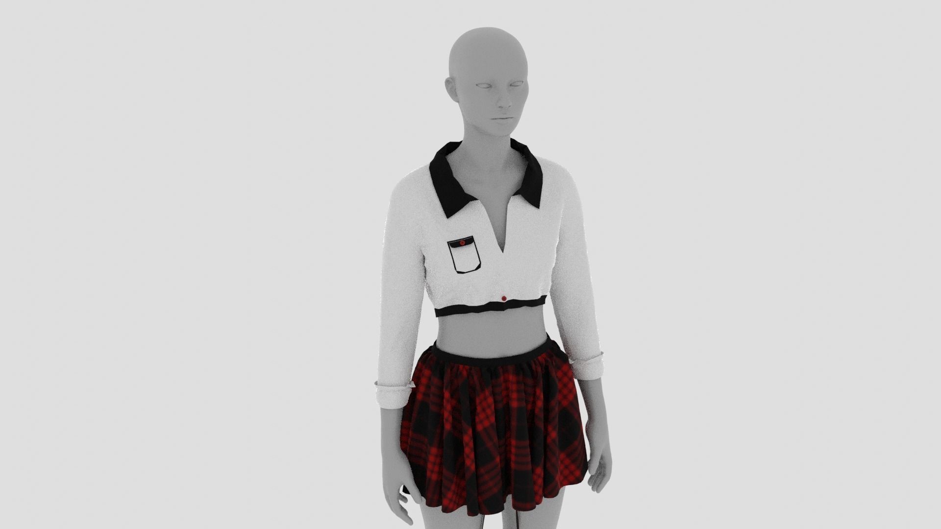 Womens Dress - Female Outfit Clothes Low-poly 3D model_12