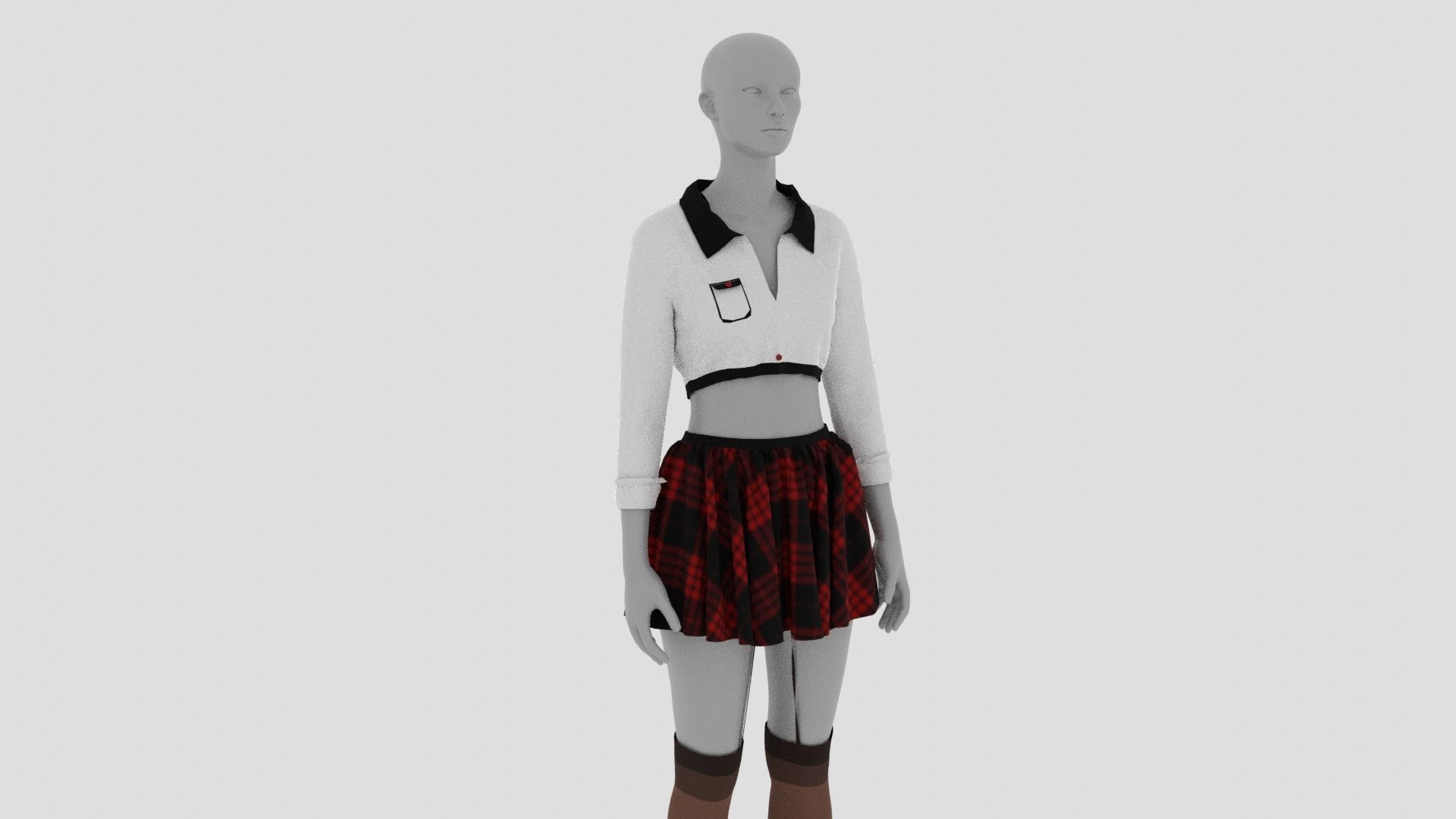 Womens Dress - Female Outfit Clothes Low-poly 3D model_17