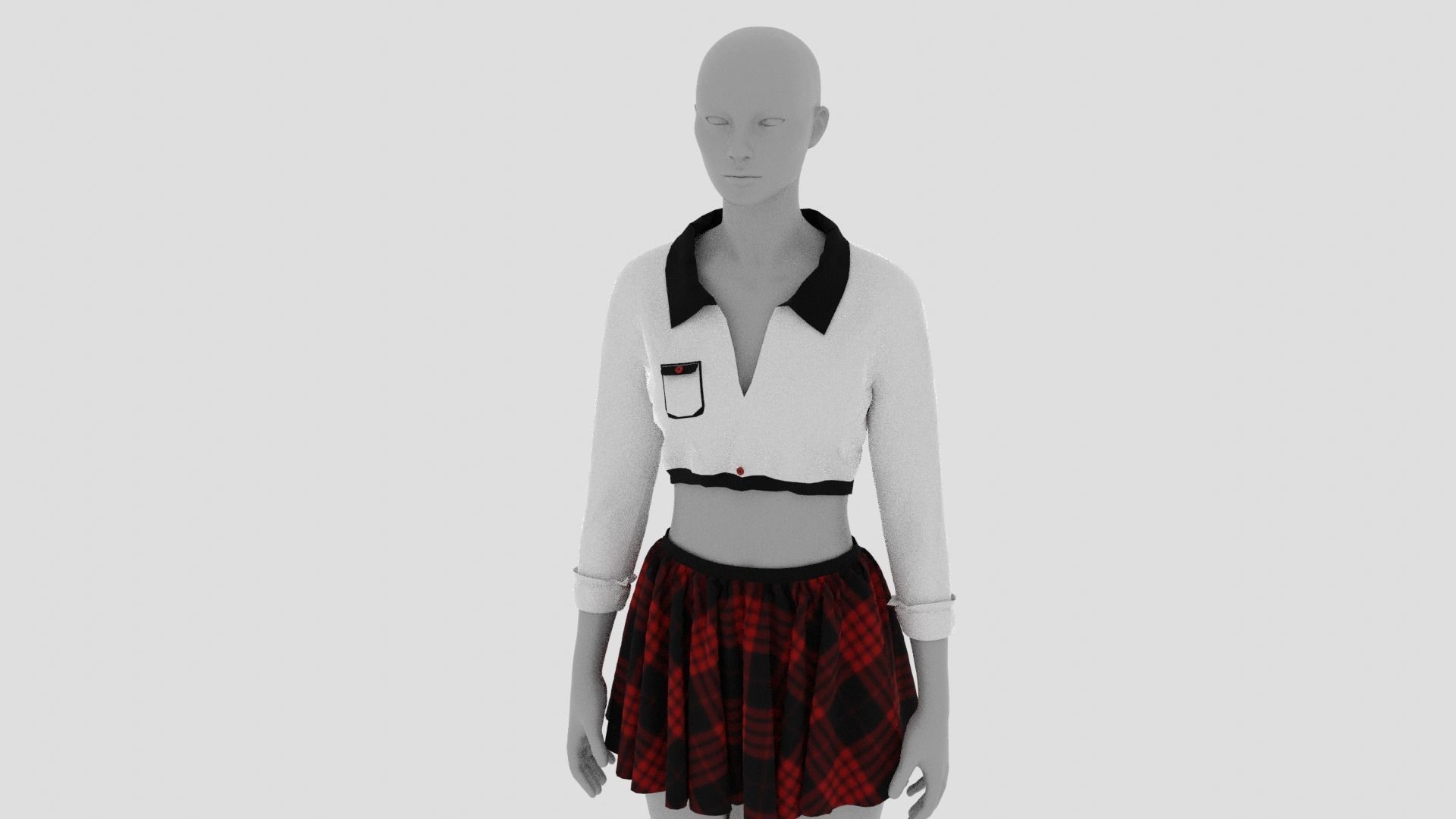 Womens Dress - Female Outfit Clothes Low-poly 3D model_13