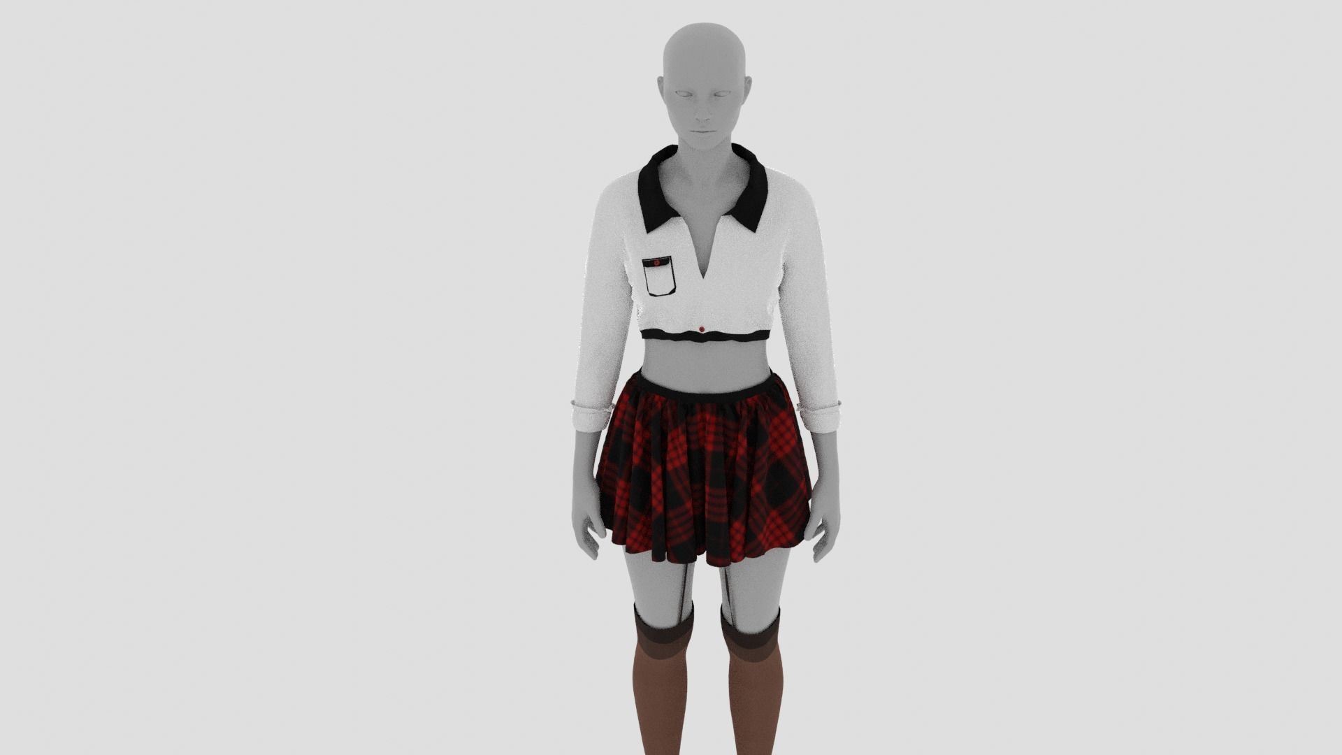 Womens Dress - Female Outfit Clothes Low-poly 3D model_4