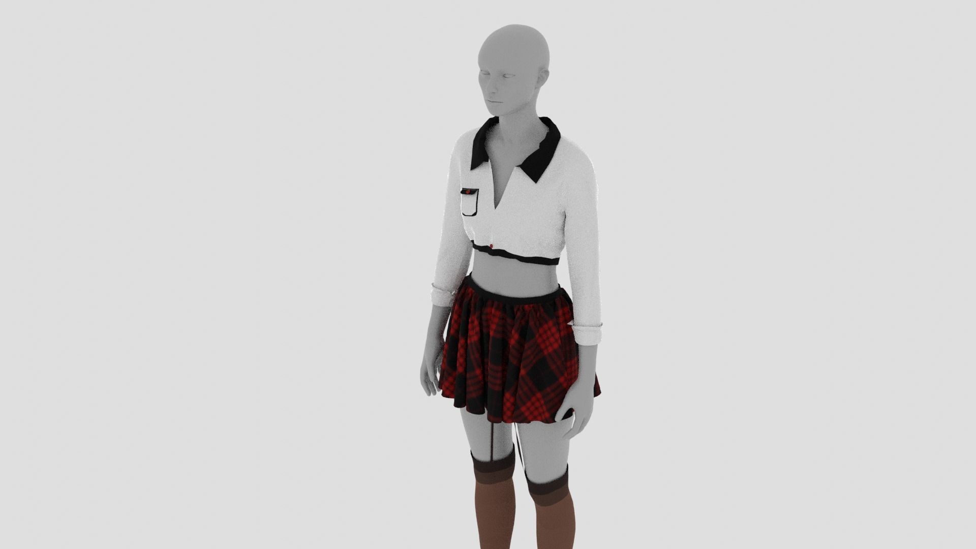 Womens Dress - Female Outfit Clothes Low-poly 3D model_5