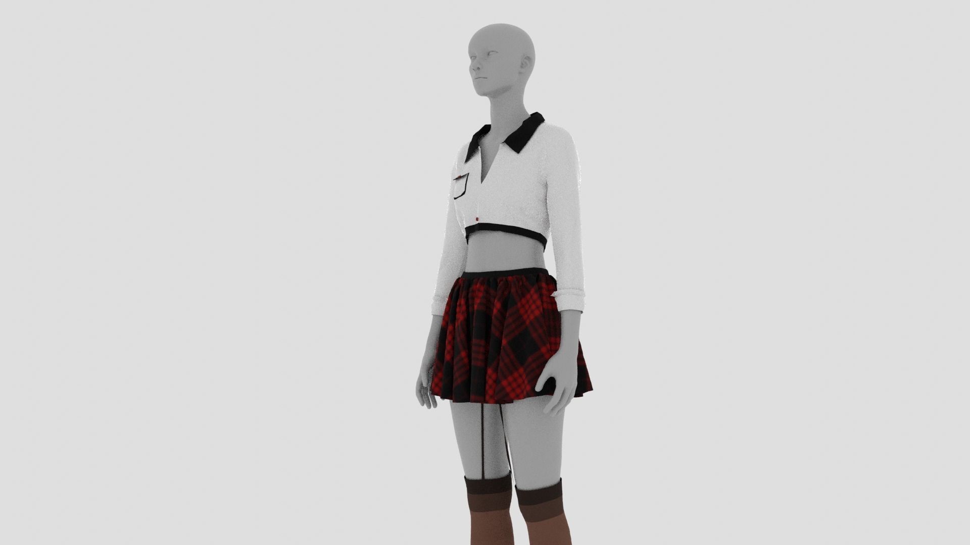 Womens Dress - Female Outfit Clothes Low-poly 3D model_8