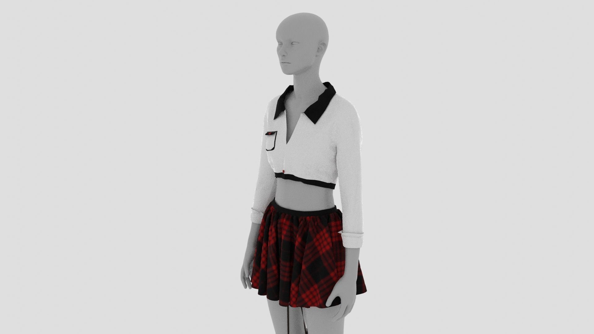 Womens Dress - Female Outfit Clothes Low-poly 3D model_14