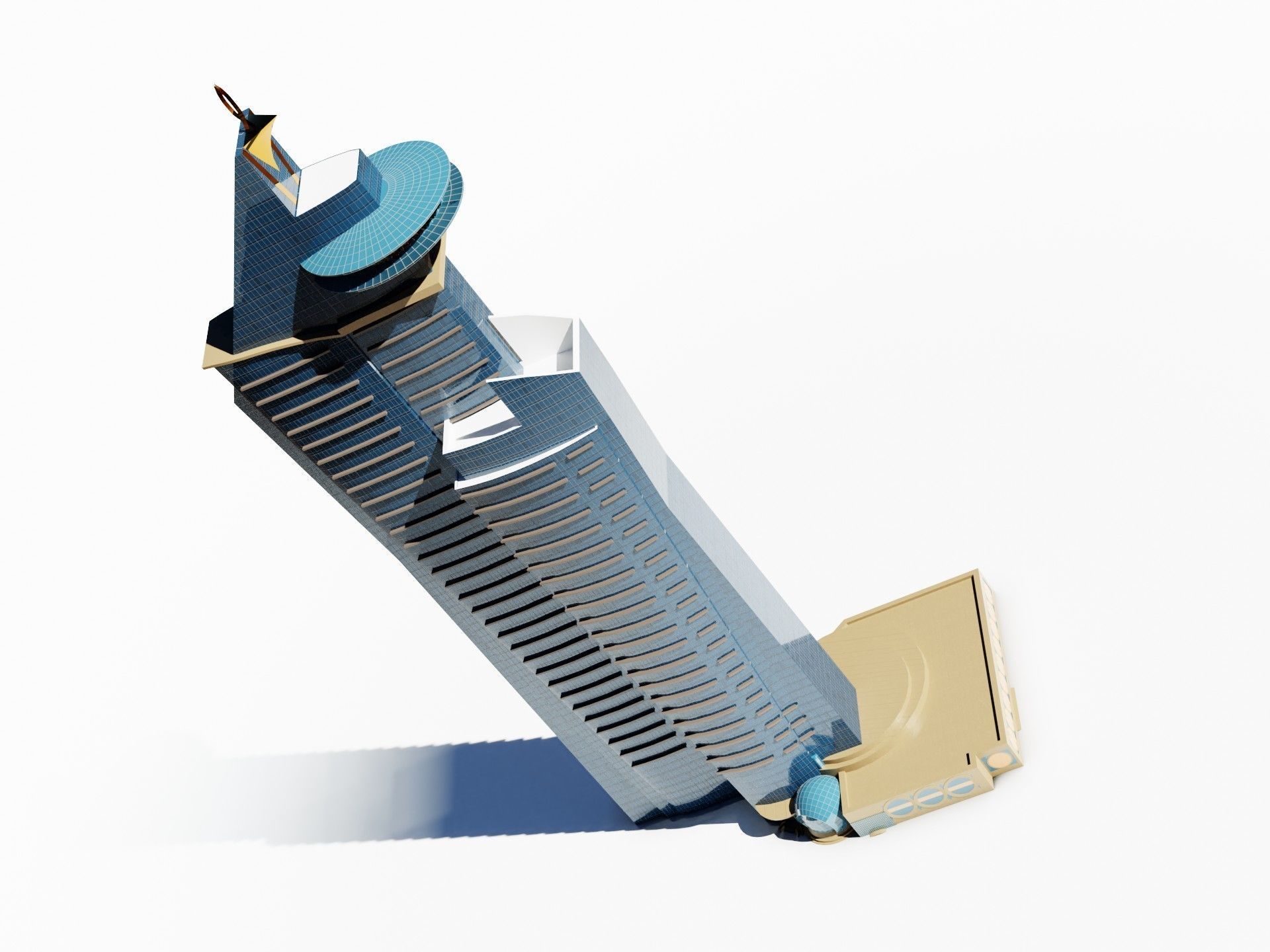 World trade center - Qatar doha Low-poly 3D model_2