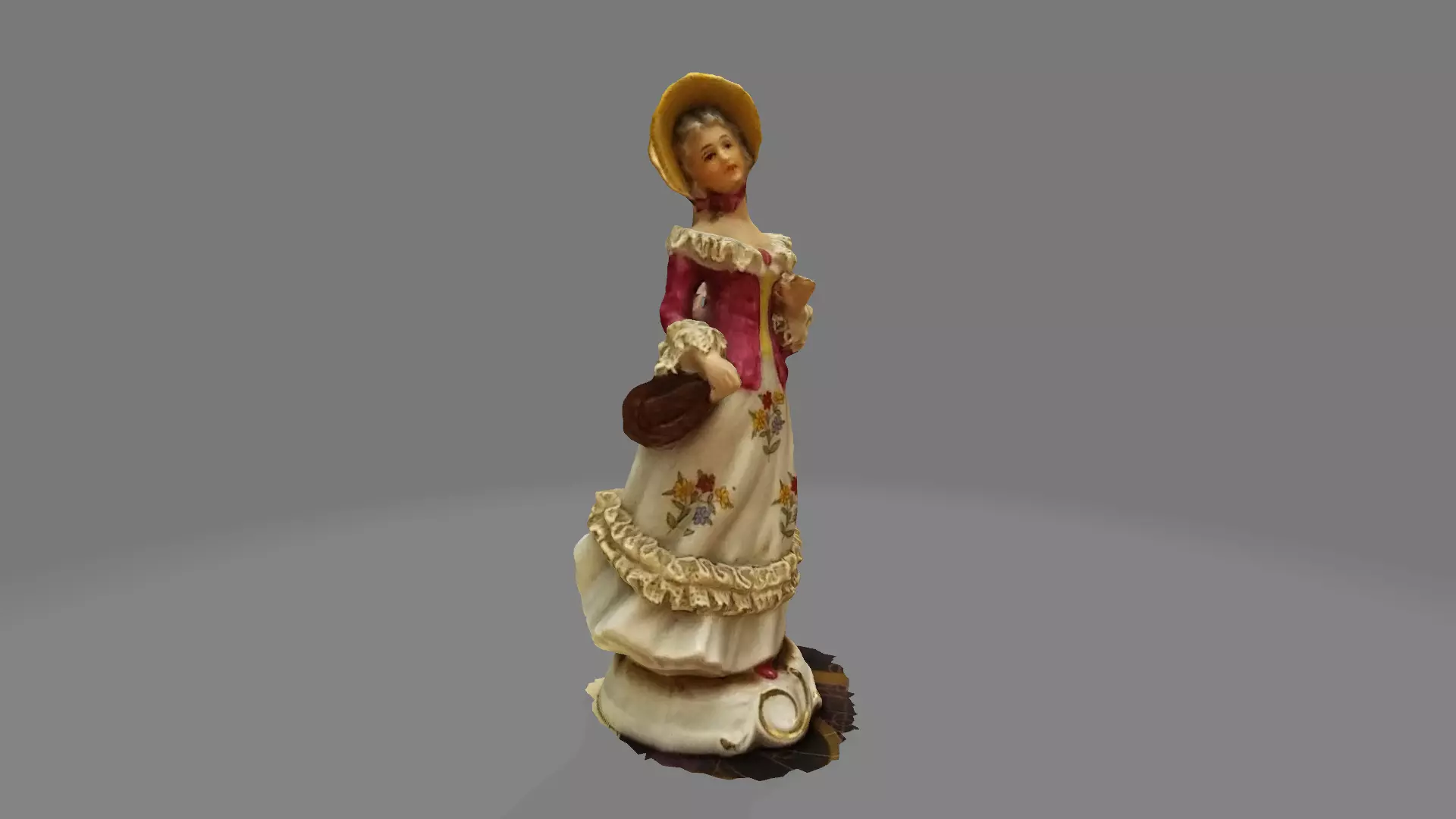 Porcelain figurine of woman in dress Free 3D model
