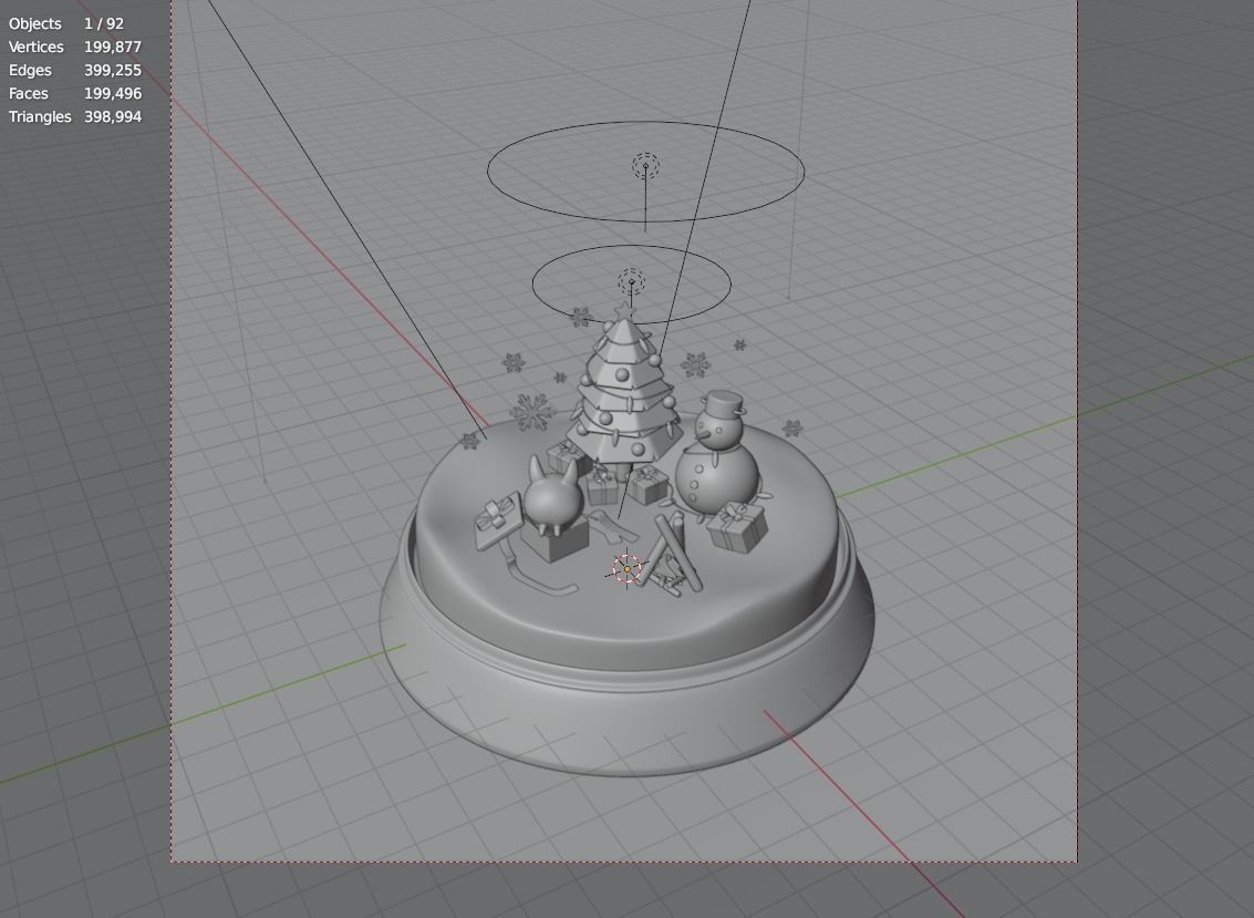 Snowglobe diorama with Christmas tree and Pikachu  Low-poly 3D model_5