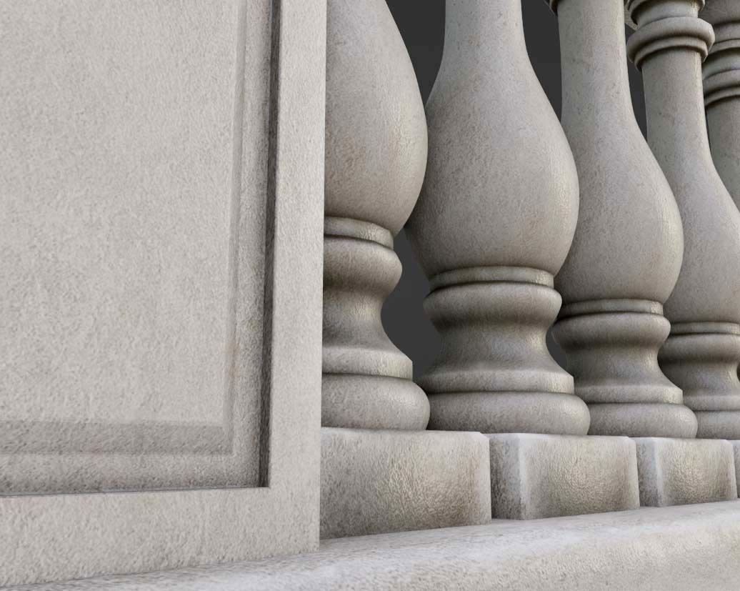 Balustrade - 15 Balcony Stone Models - Greek - Roman Low-poly 3D model_4