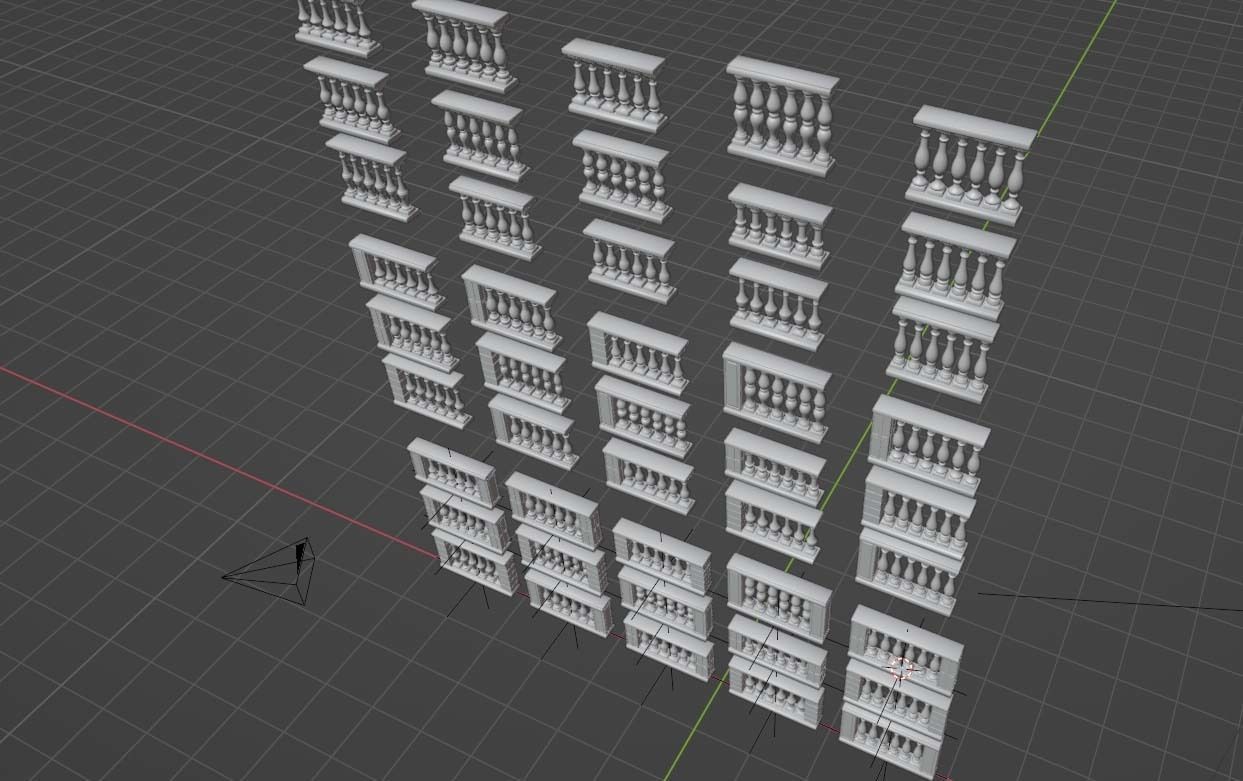 Balustrade - 15 Balcony Stone Models - Greek - Roman Low-poly 3D model_21