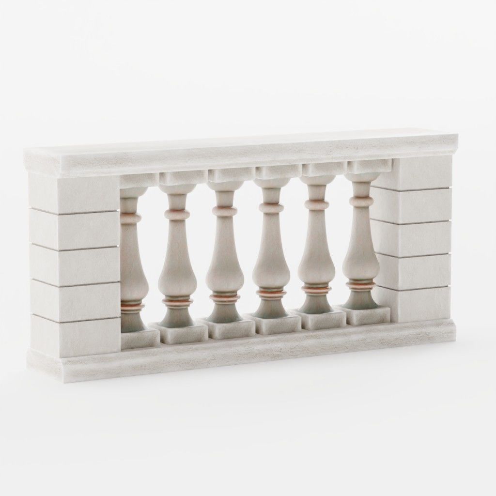 Balustrade - 15 Balcony Stone Models - Greek - Roman Low-poly 3D model_13
