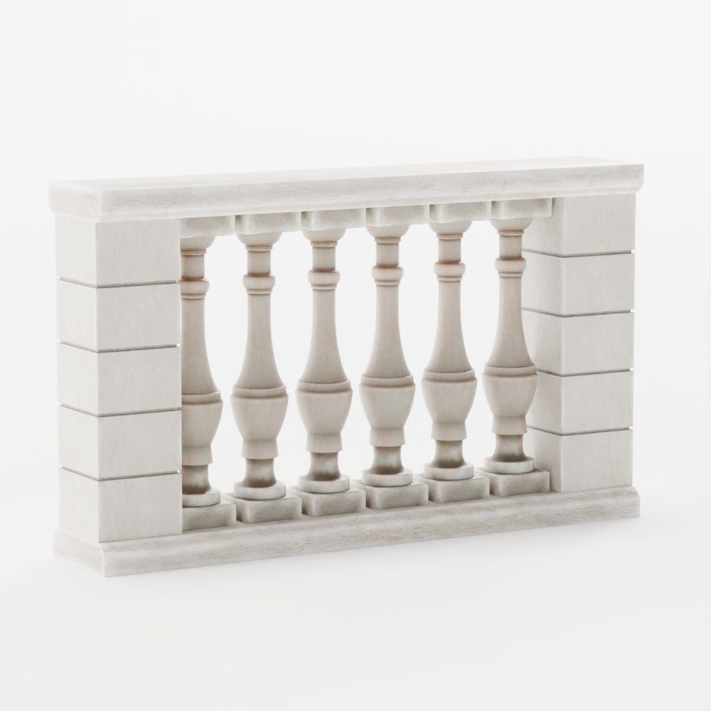 Balustrade - 15 Balcony Stone Models - Greek - Roman Low-poly 3D model_10