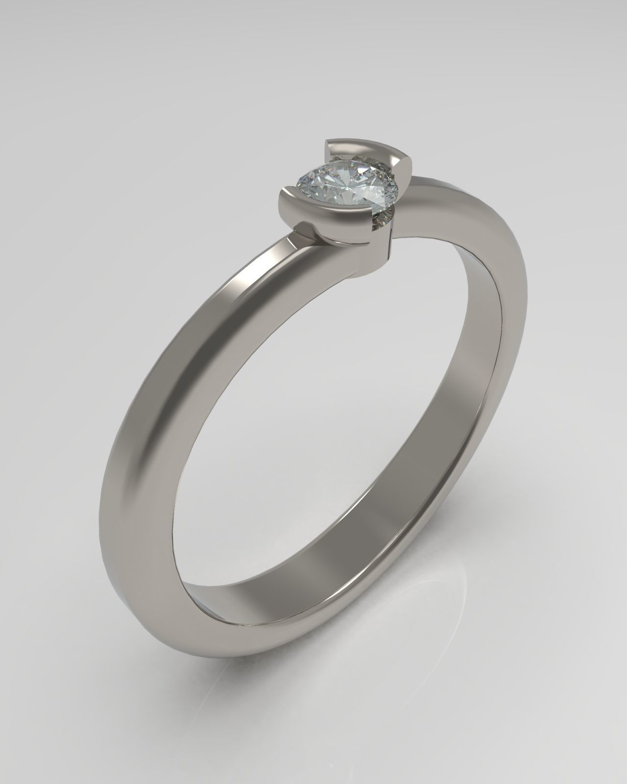 Bypass ring with 3mm gem 3D print model_1