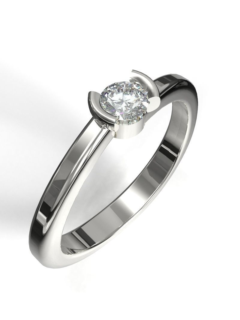 Bypass ring with 3mm gem 3D print model_5