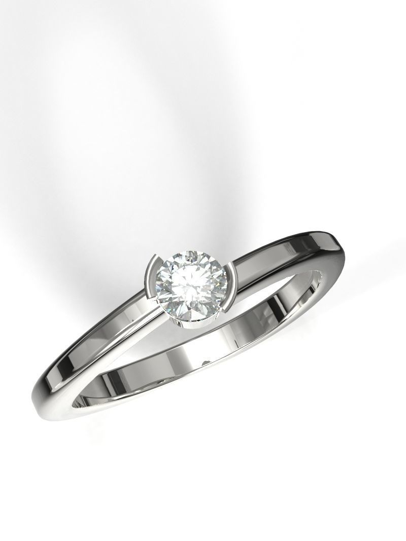 Bypass ring with 3mm gem 3D print model_4