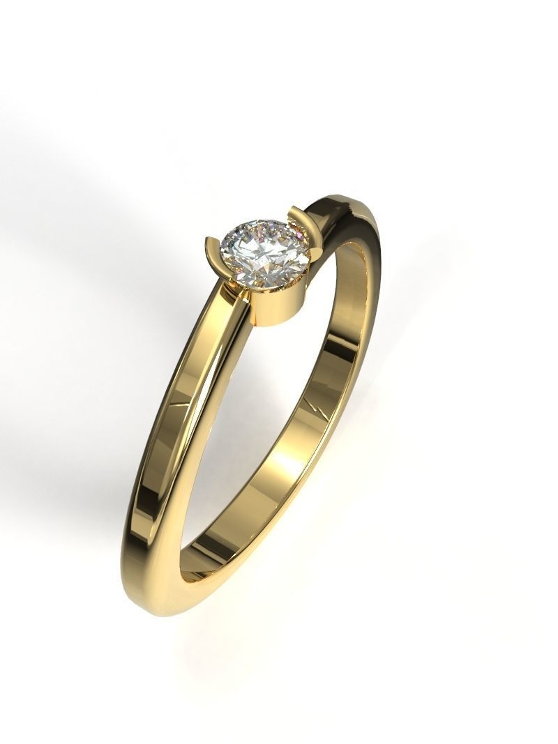 Bypass ring with 3mm gem 3D print model_3