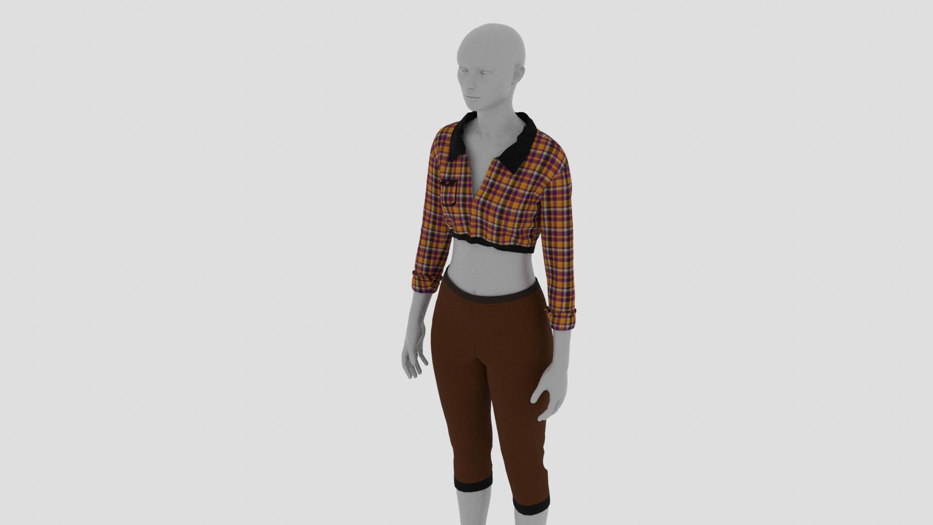 Womens Dress - Female Outfit Clothes Low-poly 3D model_5
