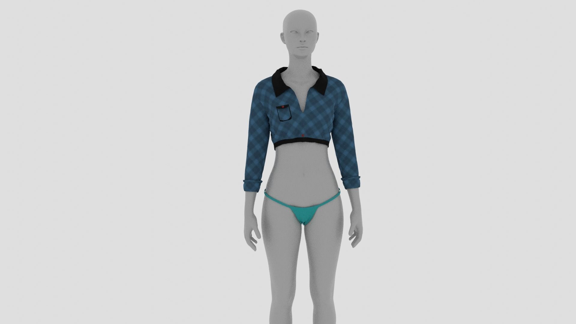 Womens Dress - Female Outfit Clothes Low-poly 3D model_16