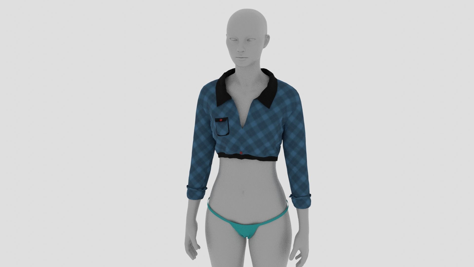 Womens Dress - Female Outfit Clothes Low-poly 3D model_13