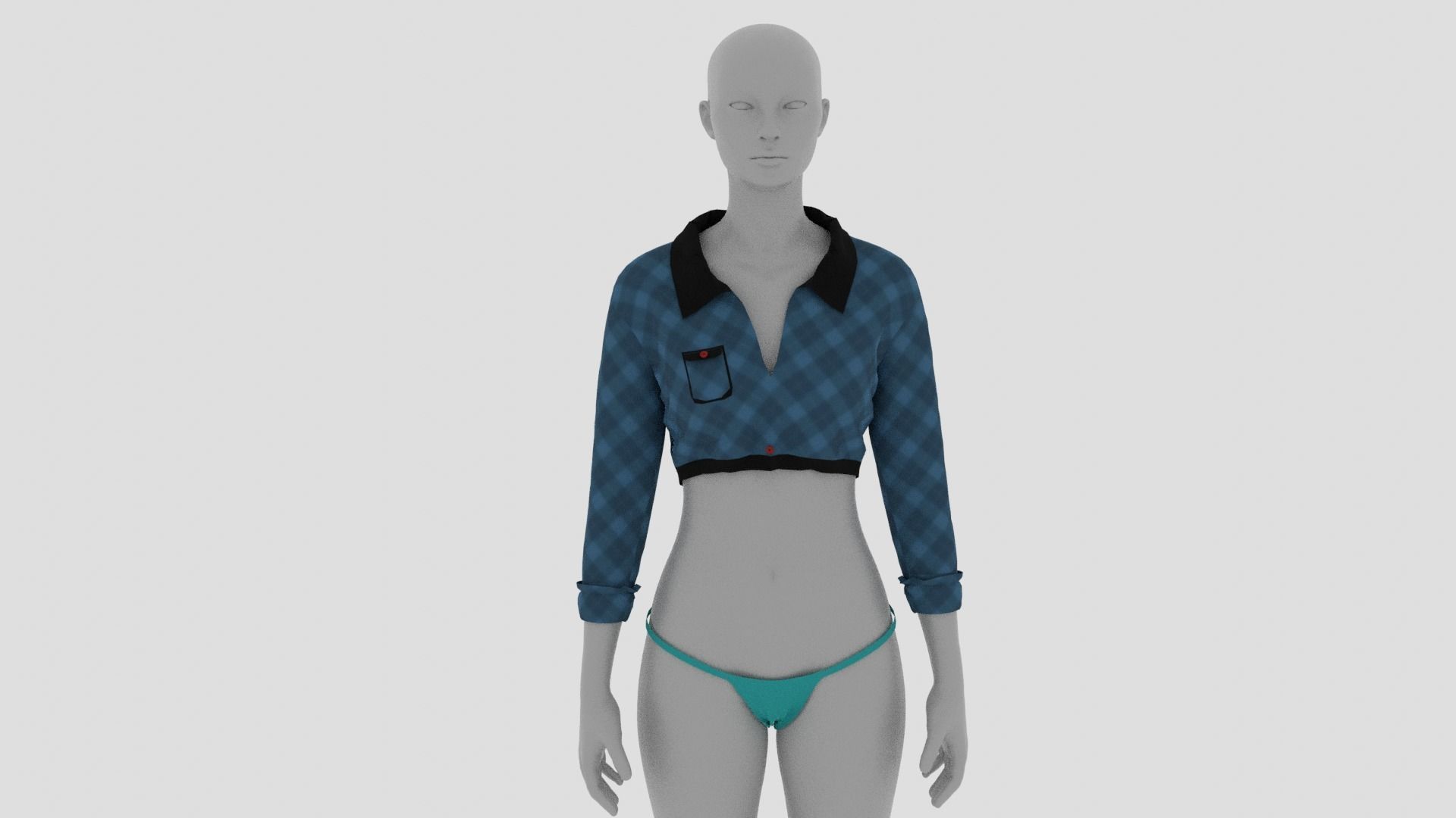 Womens Dress - Female Outfit Clothes Low-poly 3D model_10