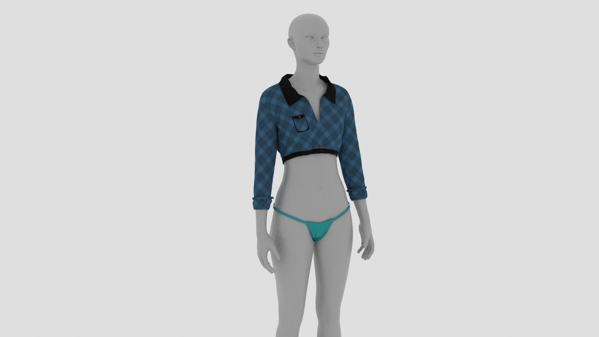 Womens Dress - Female Outfit Clothes Low-poly 3D model_17