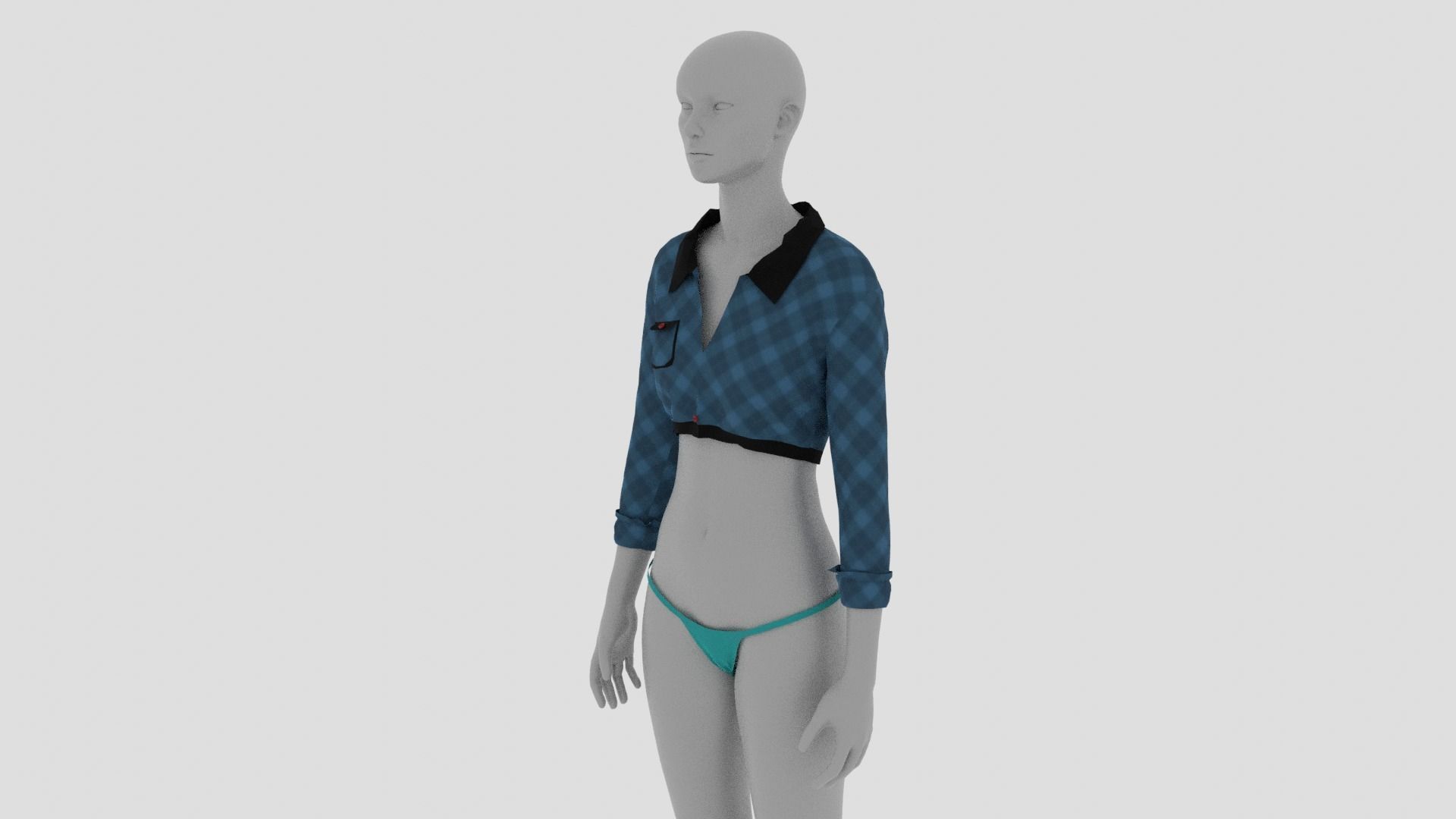 Womens Dress - Female Outfit Clothes Low-poly 3D model_14