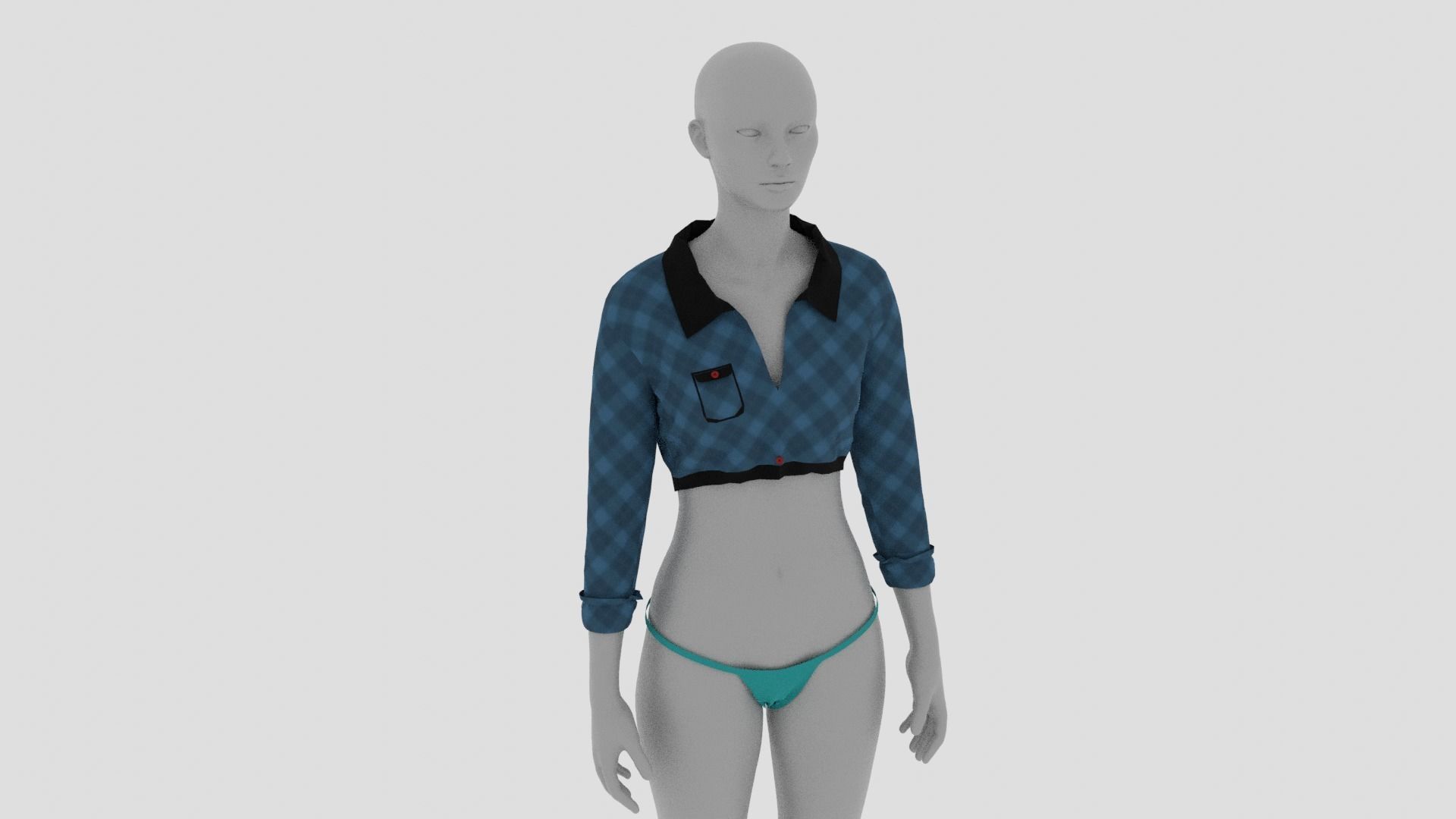 Womens Dress - Female Outfit Clothes Low-poly 3D model_12