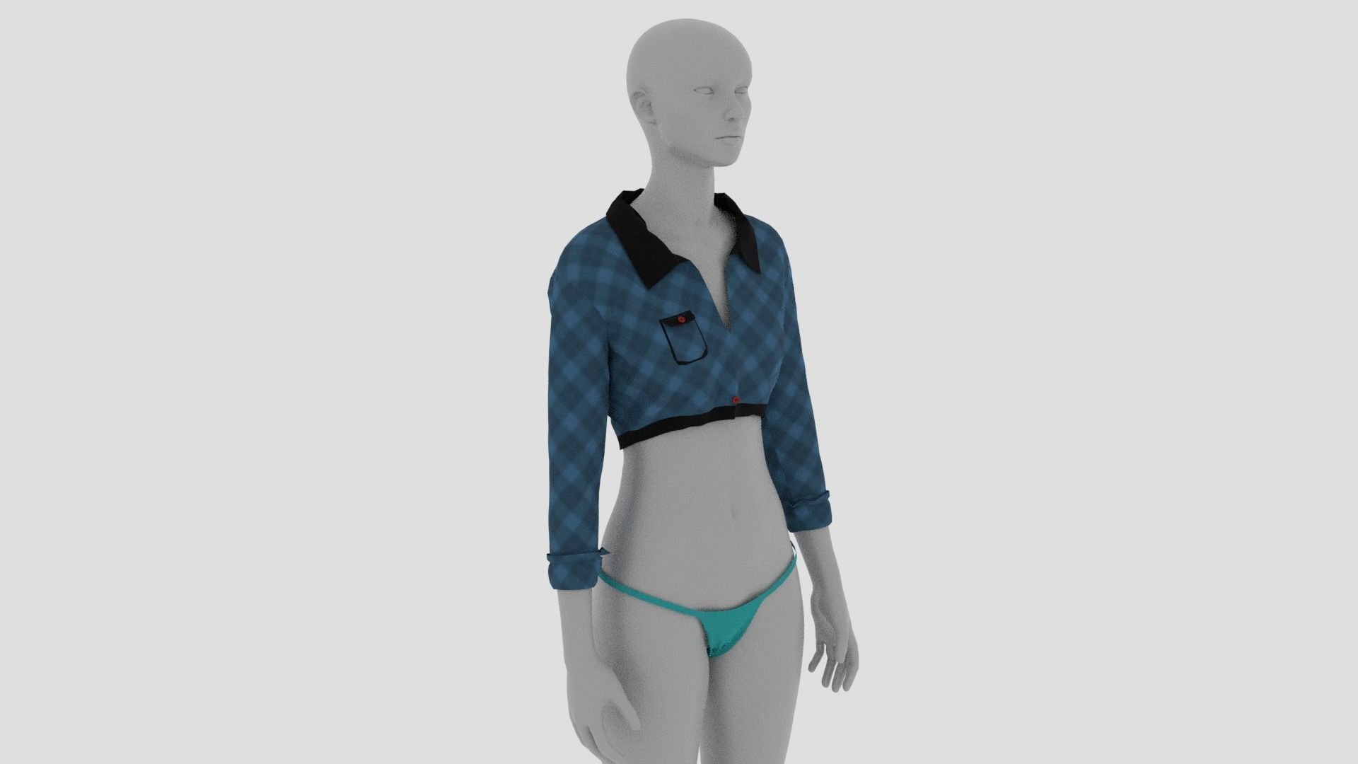 Womens Dress - Female Outfit Clothes Low-poly 3D model_9