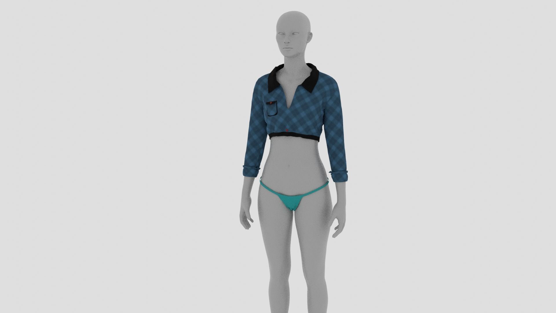 Womens Dress - Female Outfit Clothes Low-poly 3D model_15