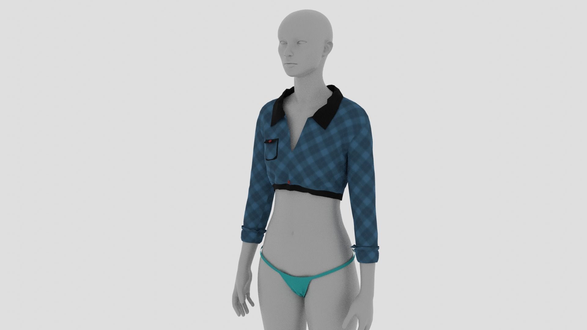Womens Dress - Female Outfit Clothes Low-poly 3D model_11