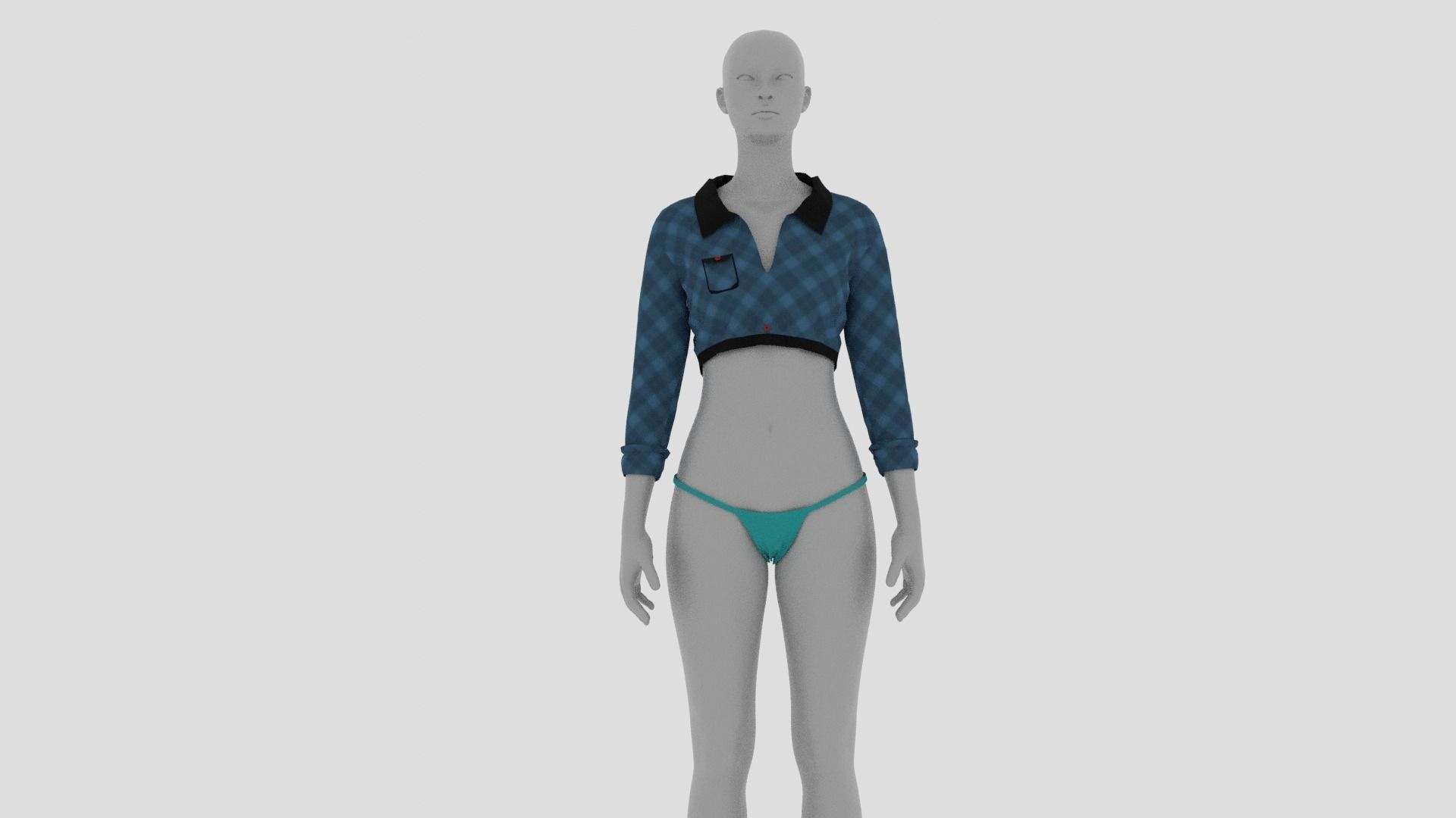 Womens Dress - Female Outfit Clothes Low-poly 3D model_7