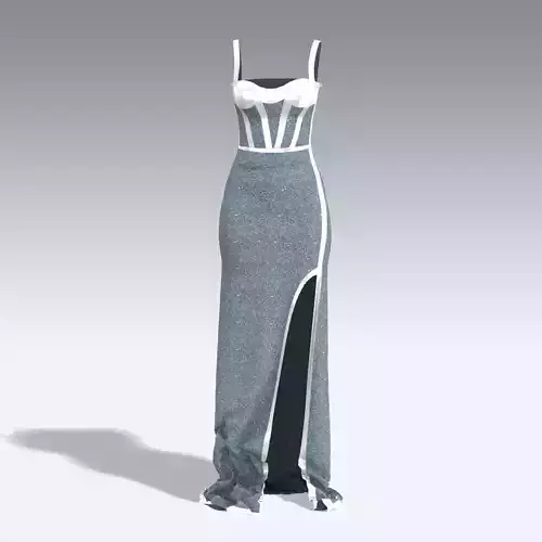 CORSET DRESS  WHITE STRAP HEART NECKLINE GLITTER