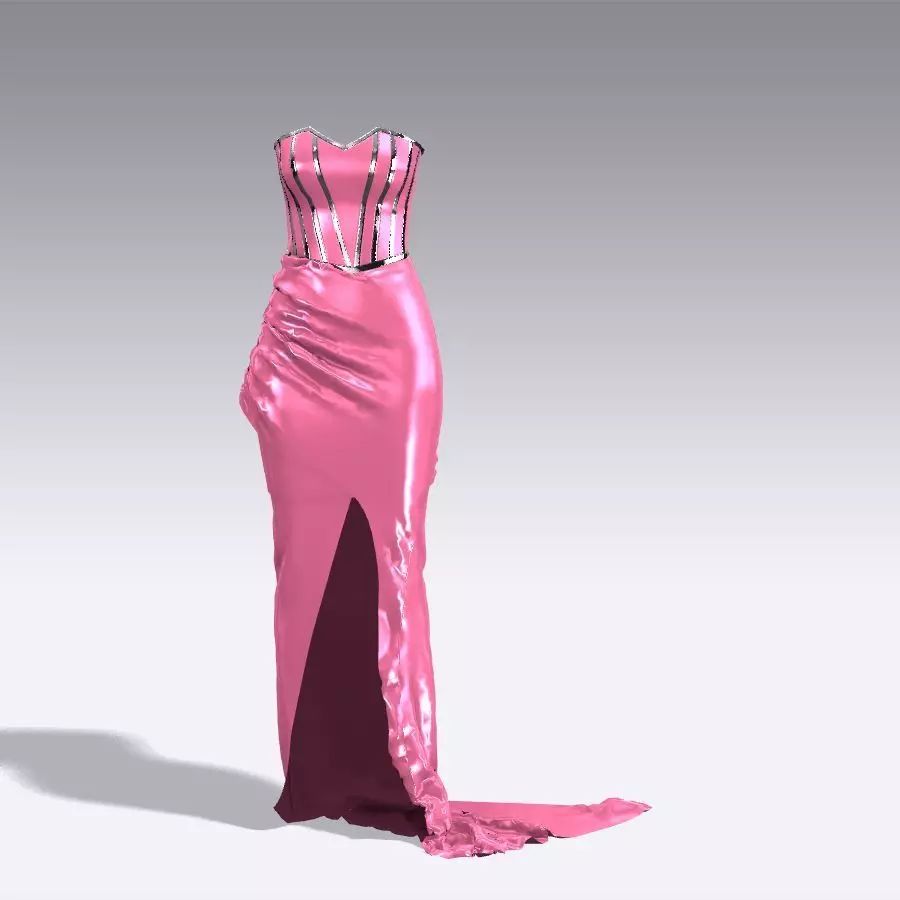 CORSET DRESS METALIC STRAP DETAIL HEART Low-poly 3D model