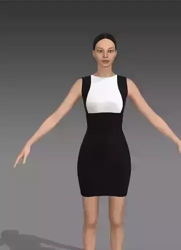 DRESS LITTLE BLACK AND WHITE COLOR MATTE LOOK MODERN FEMINEN 