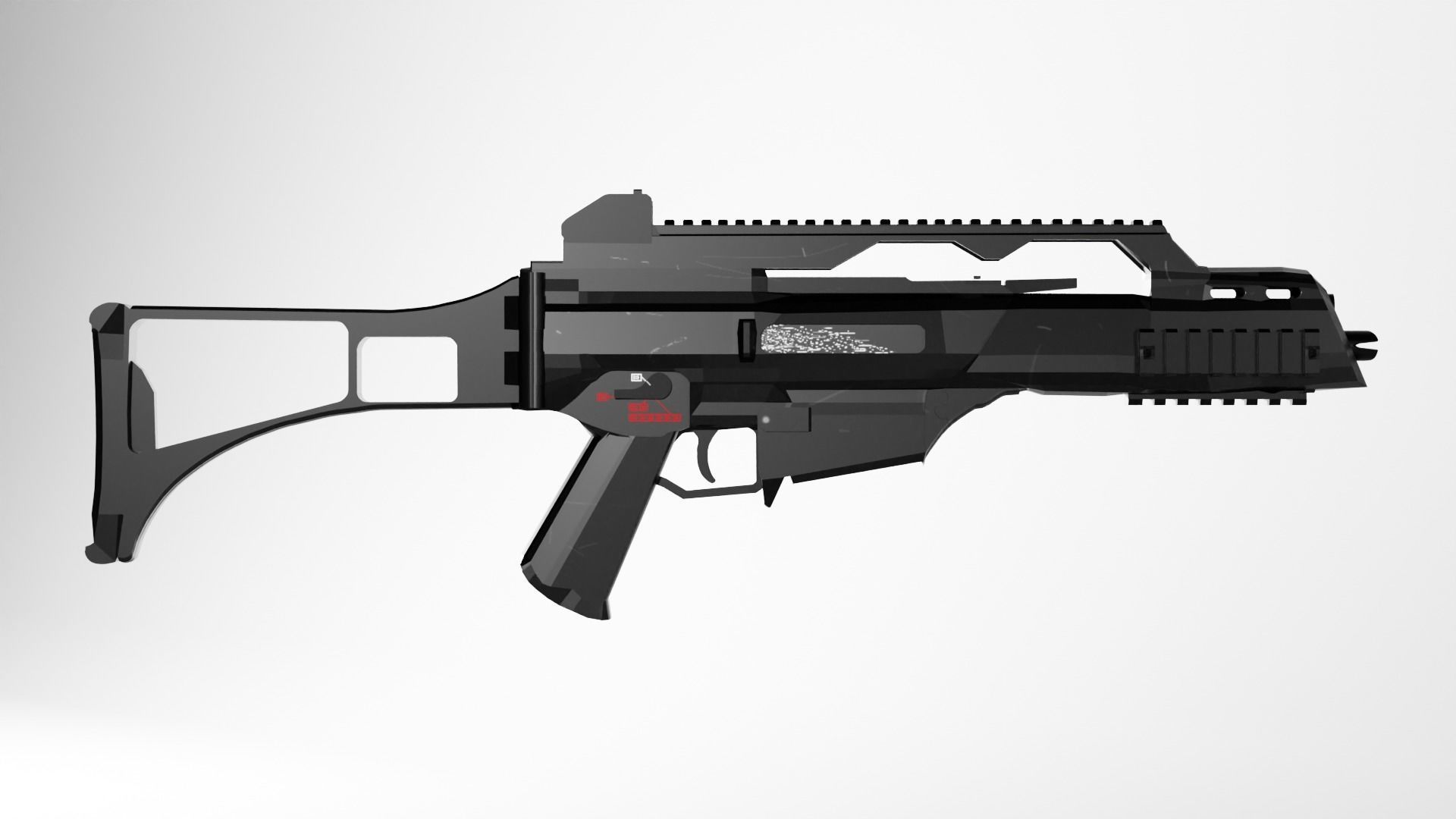 G36C and ammo with accessories Low-poly 3D model_3